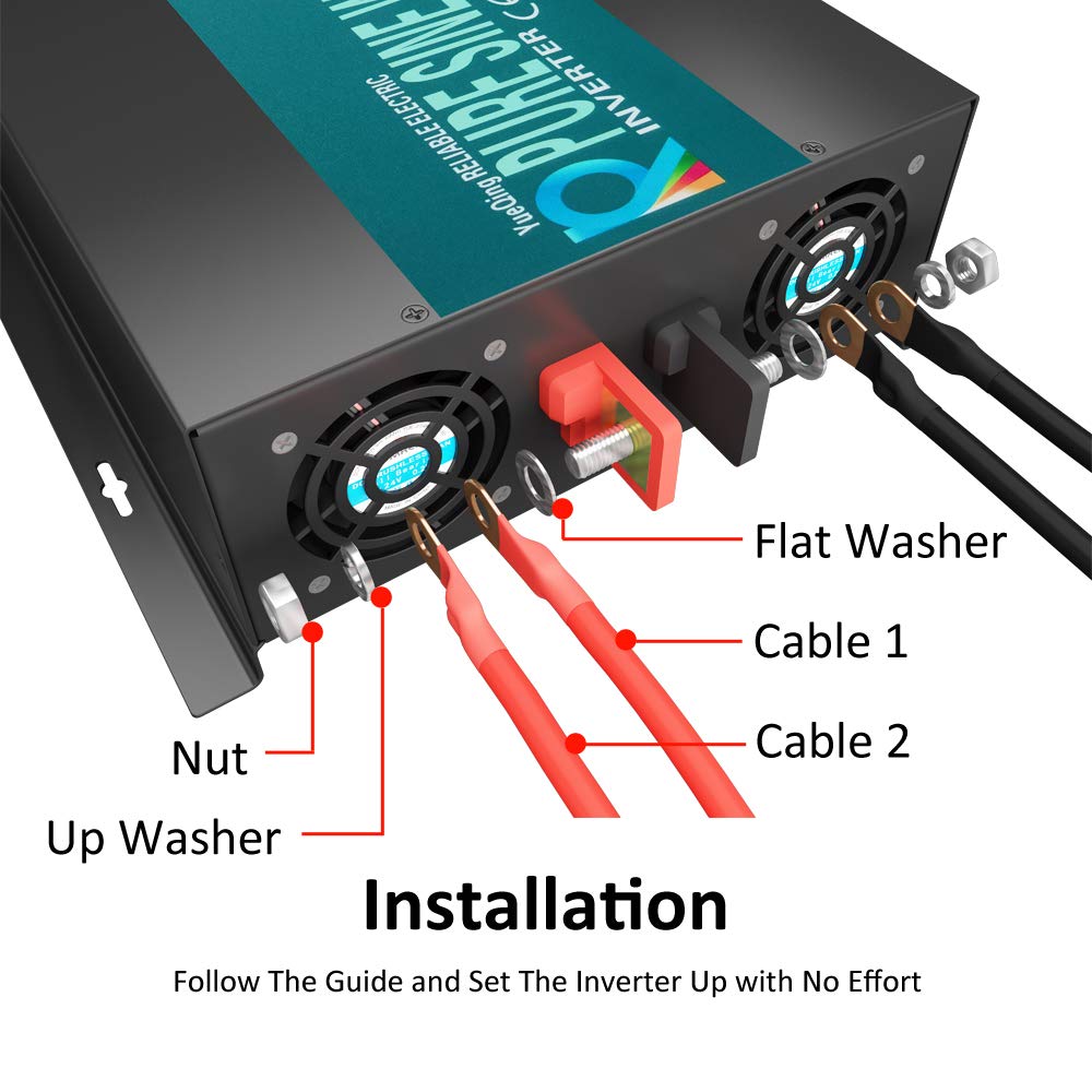 3000W 12V Pure Sine Wave Power Inverter with Remote Control - Solar Energy Converter for RV, Boat, Off-Grid & Emergency Power - 110V~120V AC Output for Home Appliances & Outdoor Use