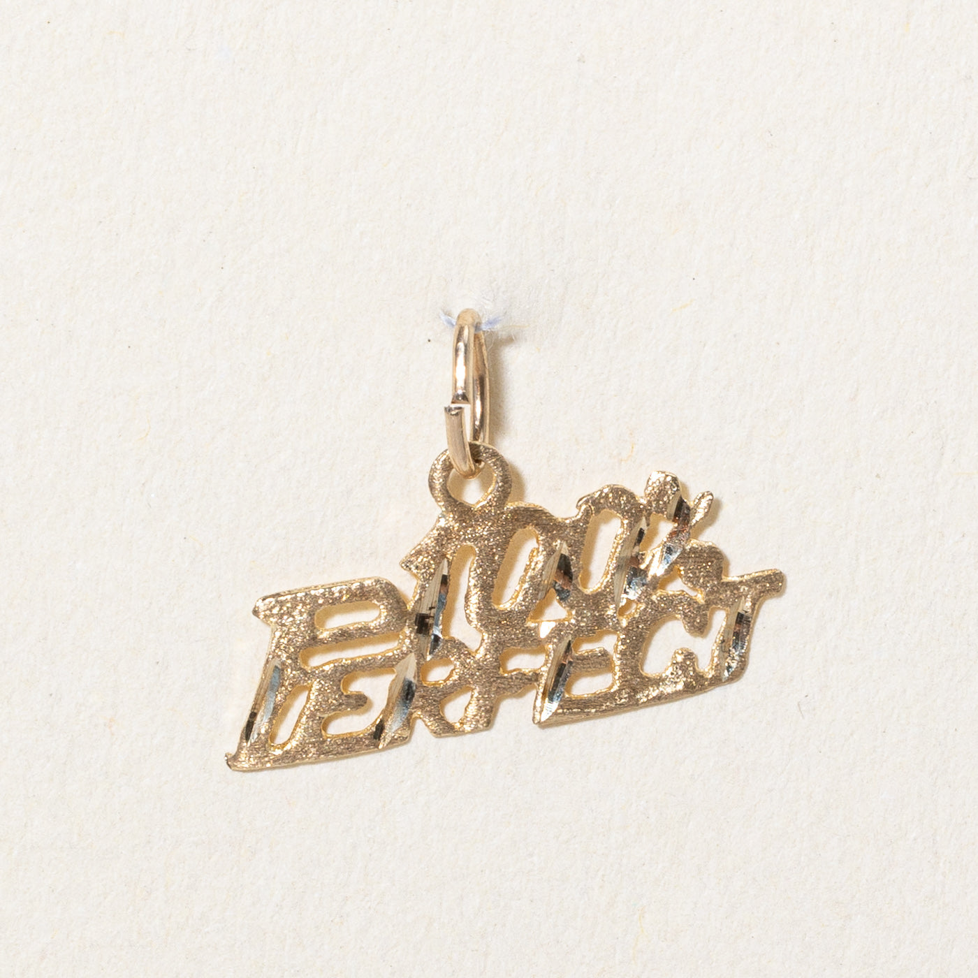 10k Yellow Gold '100% Perfect' Charm Pendant Necklace - Elegant Jewelry Gift for Women, Perfect for Birthdays, Anniversaries & Special Occasions