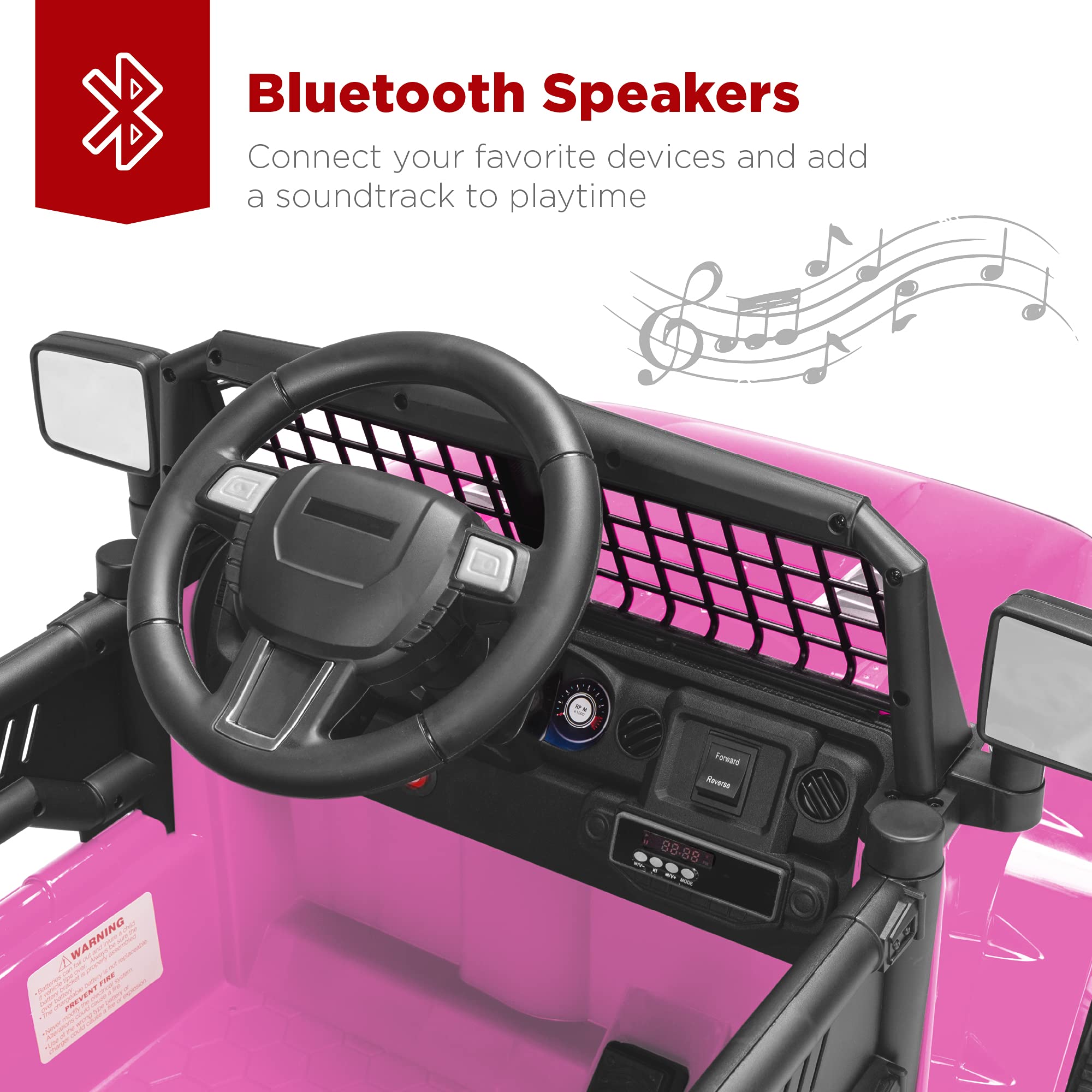 Best Choice Products 12V Kids Ride On Truck Car with Parent Remote Control, Spring Suspension, LED Lights & AUX Port - Pink Electric Toy Vehicle for Toddlers | Outdoor Play, Birthday Gifts, Backyard Fun