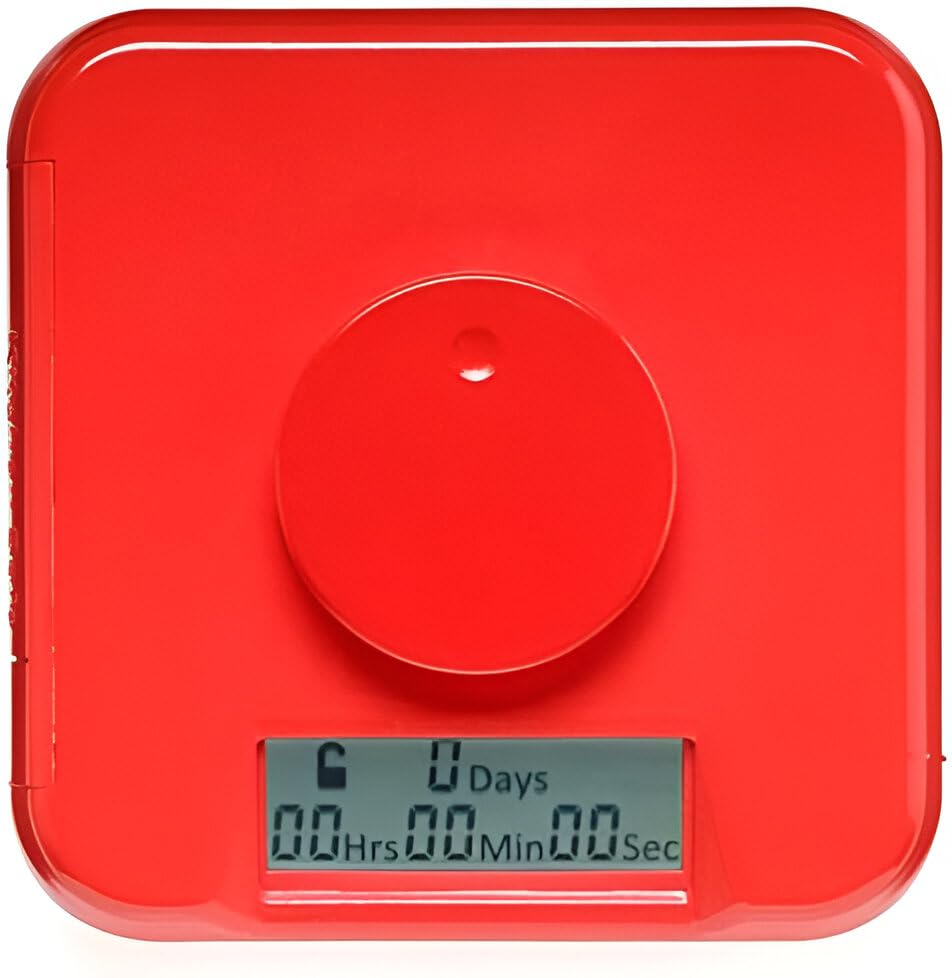 KSafe XL Timed Lock Box for Cell Phones & Snacks - Kitchen Safe Phone Lockbox with Timer, Food Time Locking Container for Habit Formation (Red Lid + 12.3” Clear Base with Access Port) - Perfect for Digital Detox, Diet Control, and Focus Improvement at Home/Office