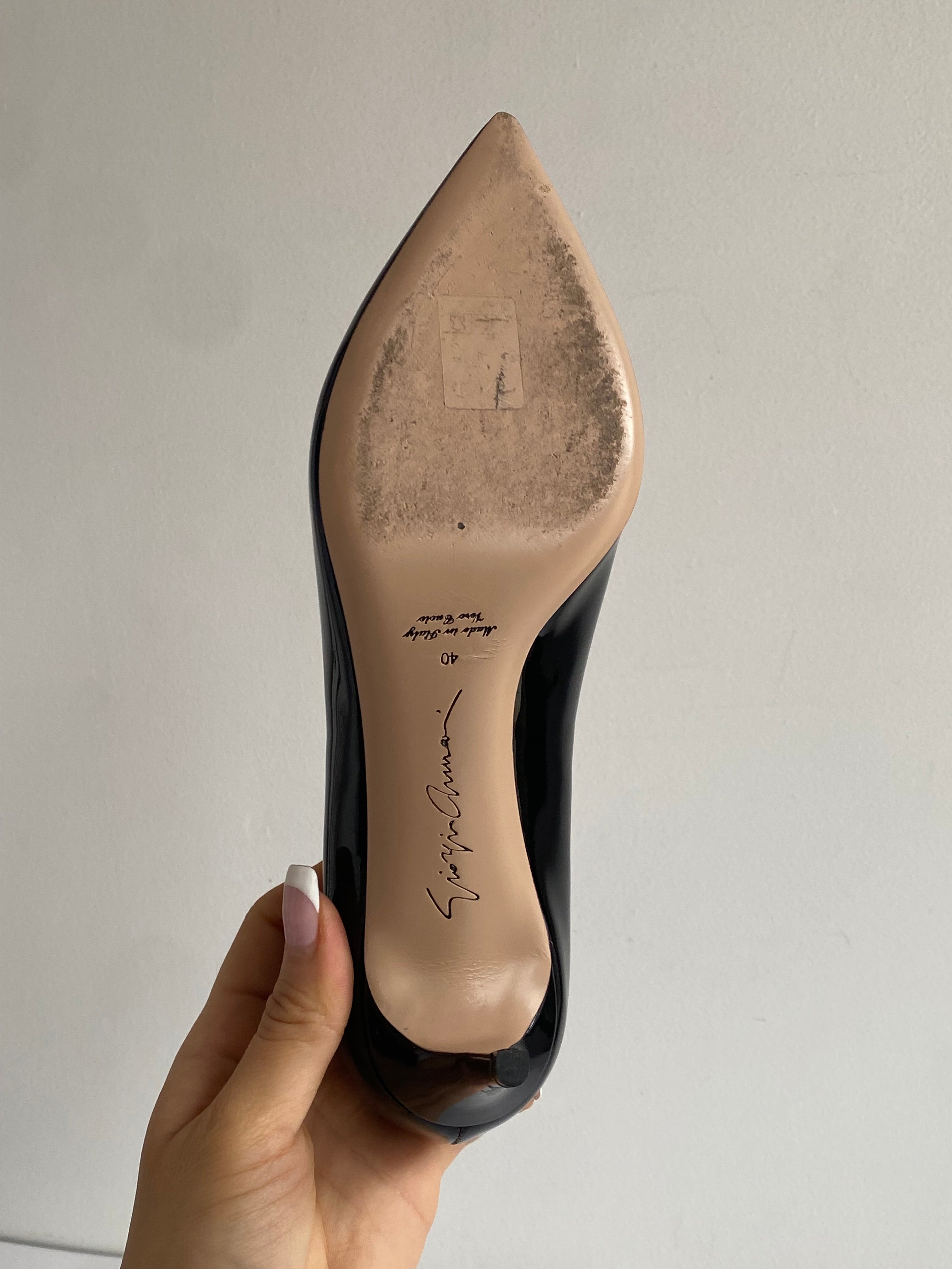 Armani Black Patent Leather High Heel Pumps - Size 40 | Luxury Women's Dress Shoes for Office, Party & Evening Wear