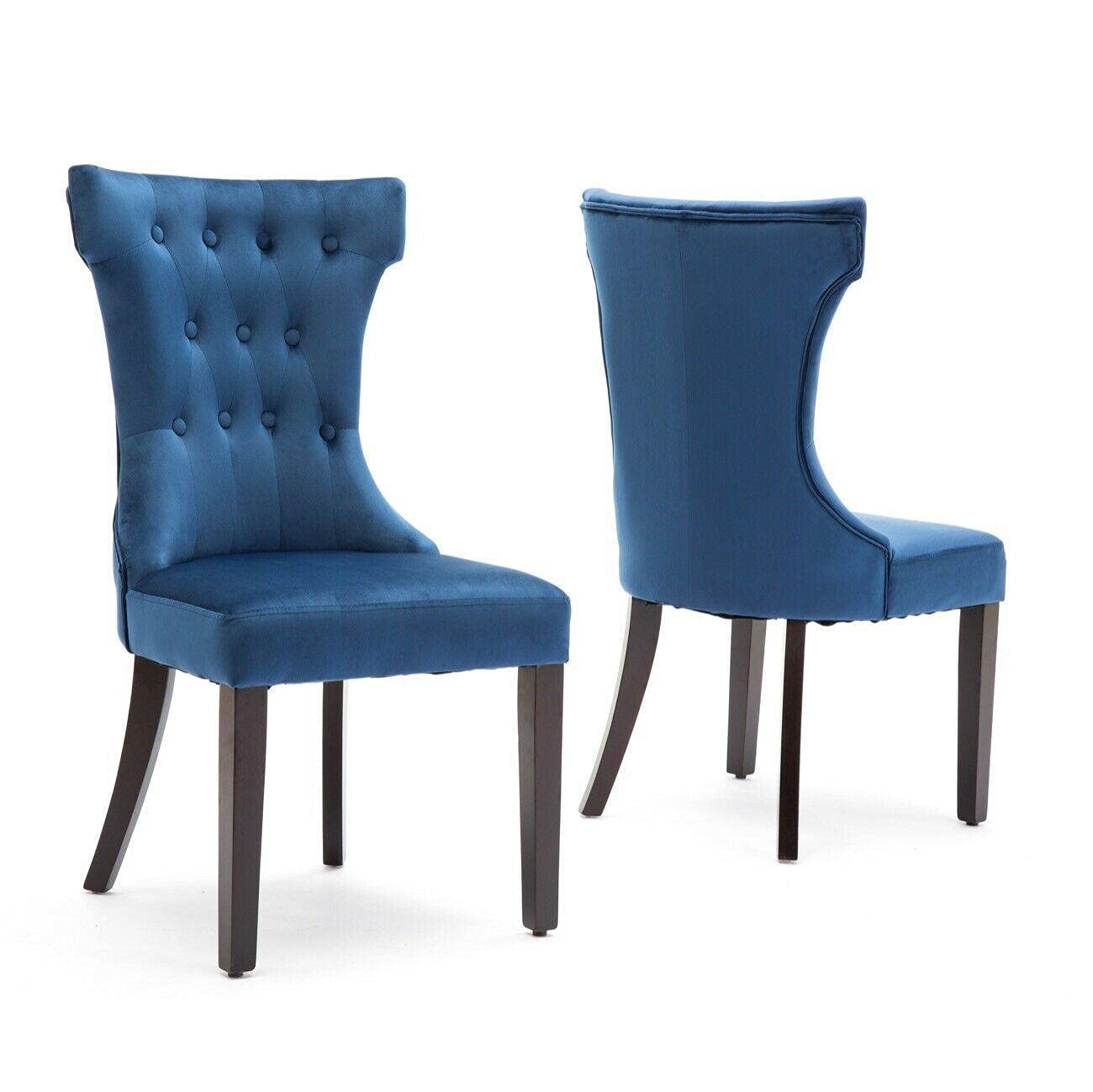 2-Piece Blue Armless Dining Chairs Set - Elegant Design Backrest for Kitchen, Dinette, and Dining Room - Perfect for Home, Office, and Restaurant Use