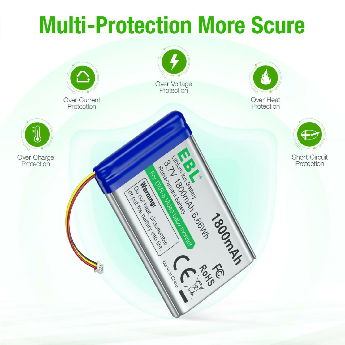 EBL 3.7V Replacement Battery for DXR 8 Video Baby Monitors - Compatible with SP 803048 - Long Lasting Power for Baby Monitoring - Perfect for Nursery, Home Security & Nighttime Use