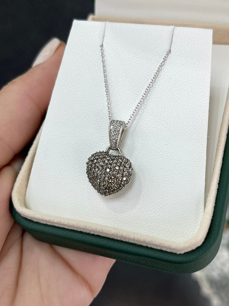 0.75 Carat Natural Coffee Brown Diamond Heart Pendant in 14K Gold - Perfect for Valentine's Day Gifts, Anniversary Jewelry & Romantic Occasions