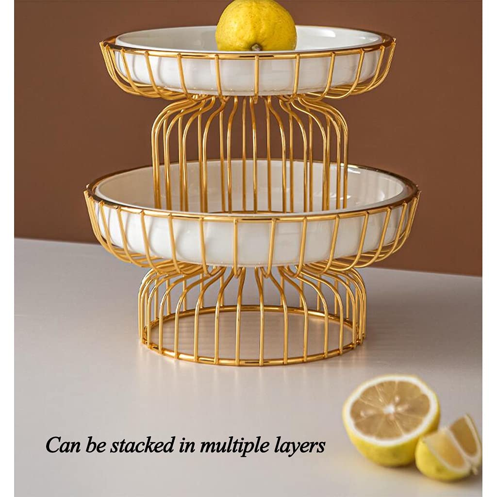 Stylish Iron Fruit Bowl Basket - Large Round Decorative Countertop Fruit Holder for Kitchen, Dining Table Centerpiece | Perfect for Storing Fruits, Bread, Snacks, Candy | Ideal for Home Decor & Party Serving
