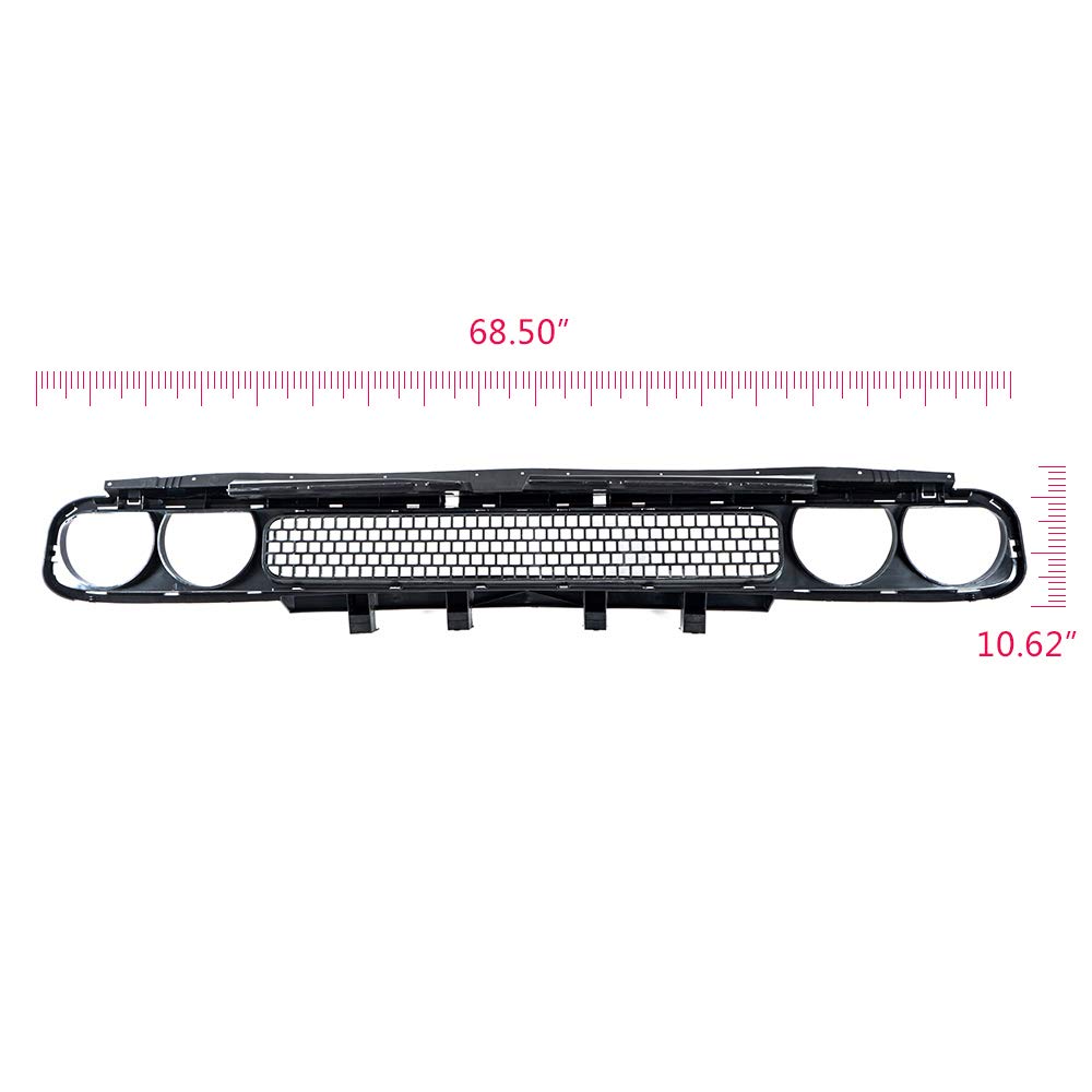 Dodge Challenger 2008-2014 Front Bumper Grille Black Chrome Trim - Car Upgrade & Replacement