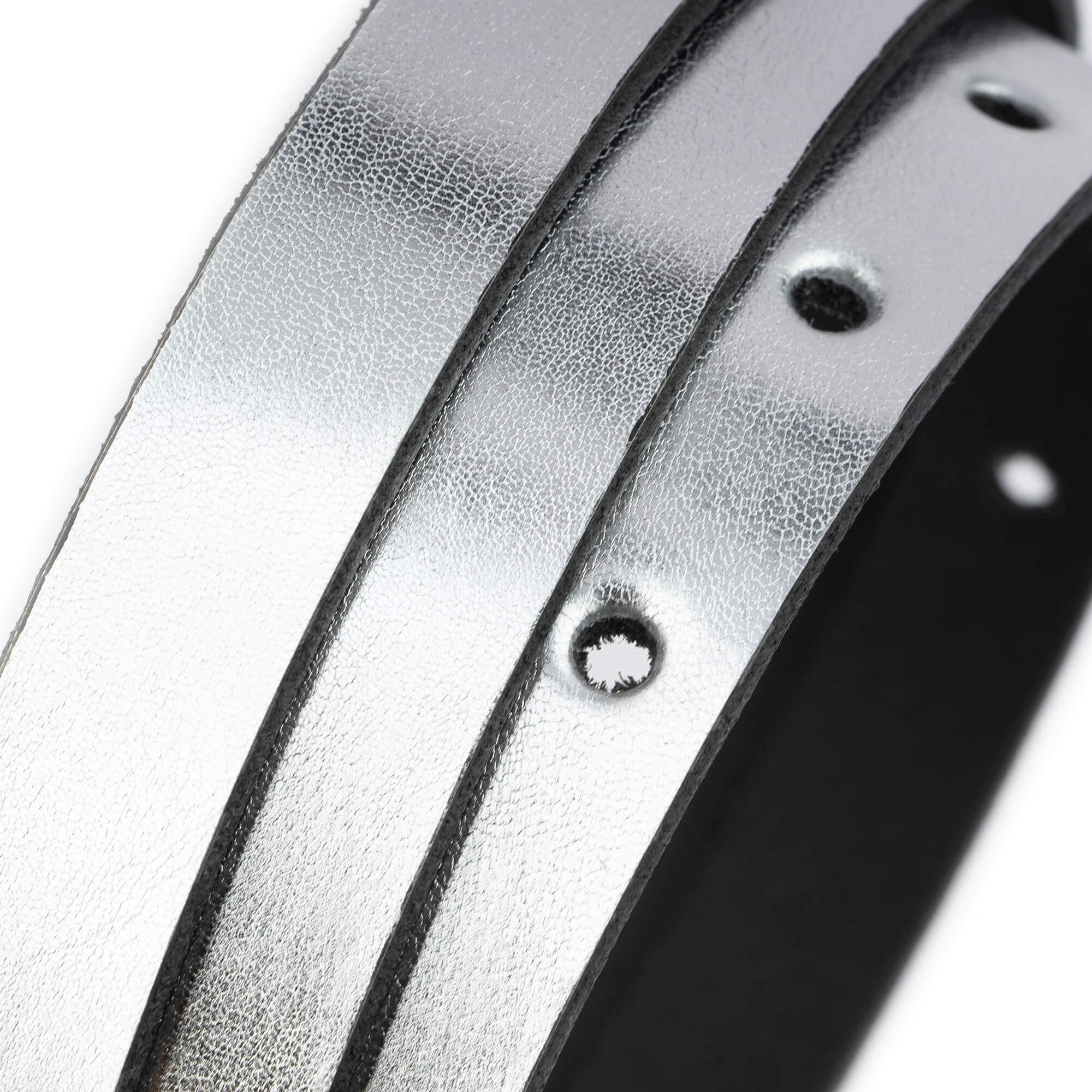 1.5 cm Genuine Silver Leather Belt Strap - Replacement for Versace Buckles | Women's Fashion Accessory | Perfect for Jeans, Dresses & Office Wear