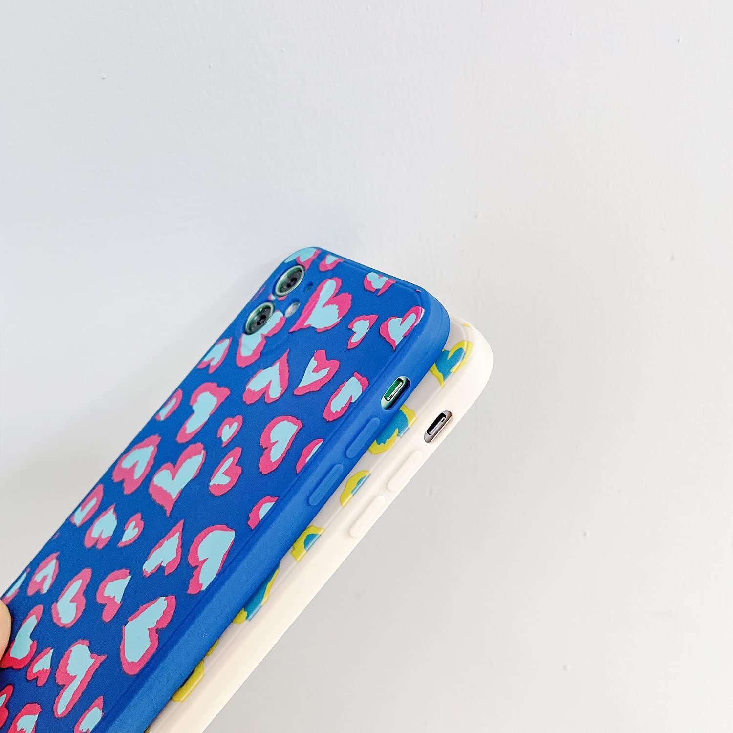Ownest iPhone 12 Pro Max Case - Soft TPU Silicone Protective Cover with Cute Heart Leopard Pattern, Slim Fit for Women & Girls (Navy Blue/Rose) | Perfect for Daily Use, Work, School & Travel Protection