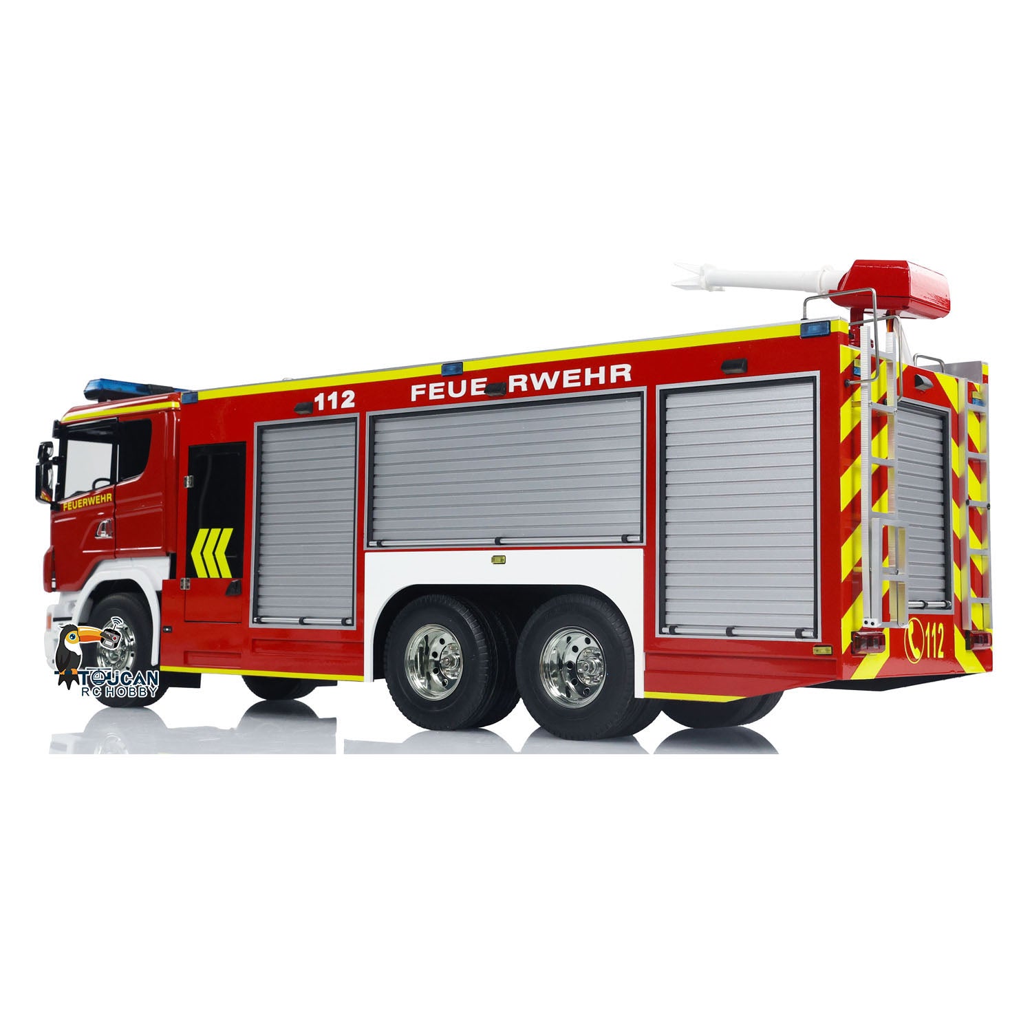 1/14 Scale 6x4 RC Fire Truck with Remote Control, Extinguisher, Sprinkler, RTR, Lights & Sounds, ESC, Servo Motor - Perfect for Hobbyists, Collectors, and Emergency Simulation Play