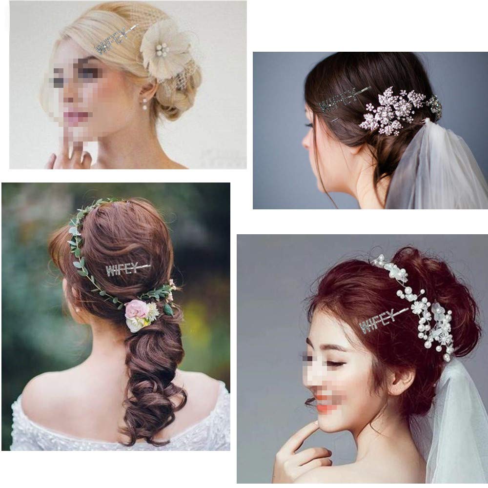 Blingbling WIFEY Hair Clips - Rhinestone Letters Hairpins for Women | Wedding & Party Accessories