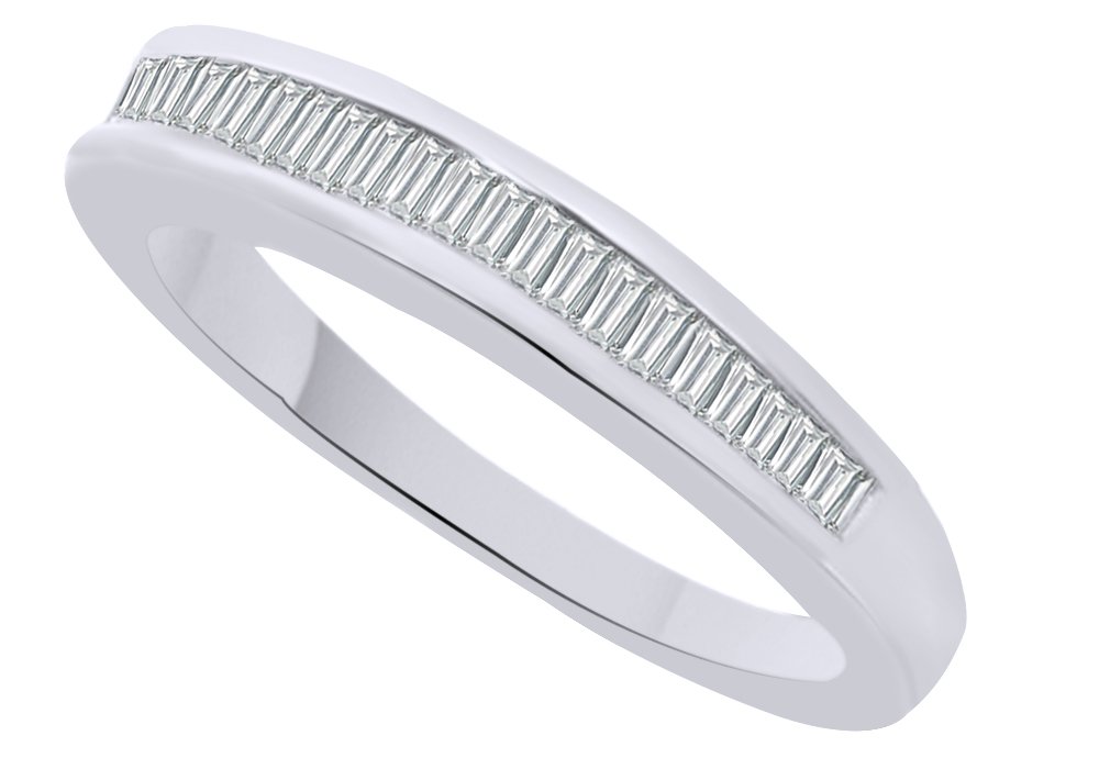10k Solid Gold Baguette Cut Wedding Band Ring with Natural White Diamonds (0.15 Cttw) - Perfect for Engagement, Anniversary & Bridal Jewelry Gifts