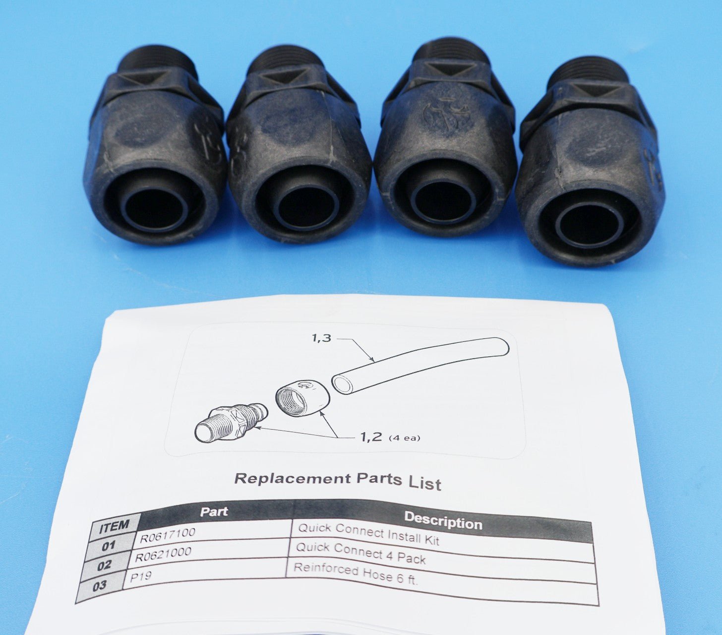 Jandy (Polaris) Booster Pump Black Quick Connect Fittings 4 Pack - R0621000 - Compatible with Pool Cleaners & Spa Equipment for Easy Installation & Maintenance