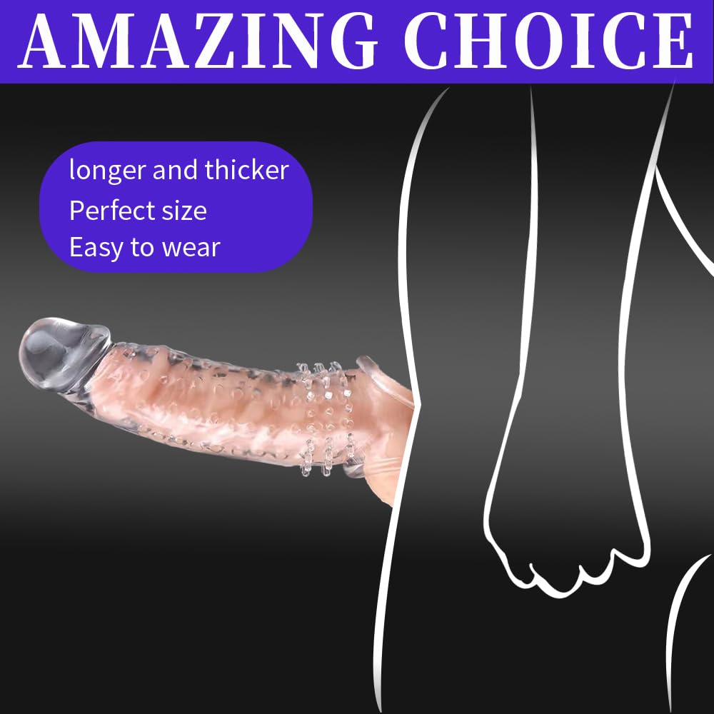 **Realistic Penis Extender Sleeve for Men - Super Thick & Reusable Cock Enhancer, Girth & Length Enhancer - Perfect for Couples & Solo Play - Durable & Comfortable Sex Toy for Enhanced Pleasure**