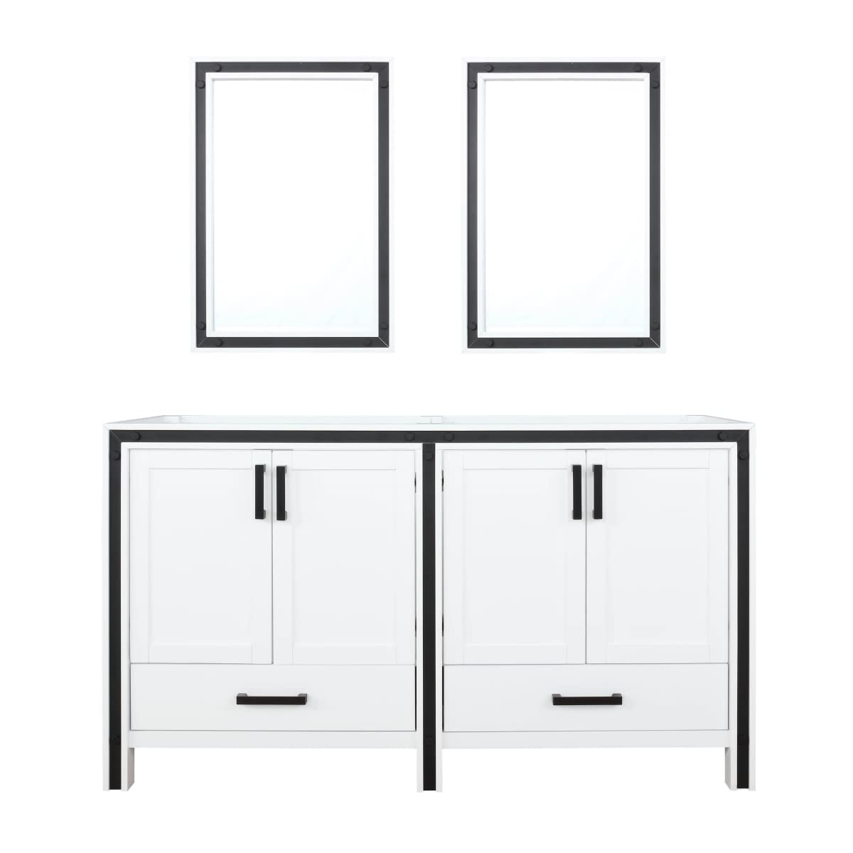 Ziva 60-Inch White Double Bathroom Vanity with 22-Inch Depth & Matching Mirrors – Perfect for Master Bathroom or Guest Bathroom Renovation