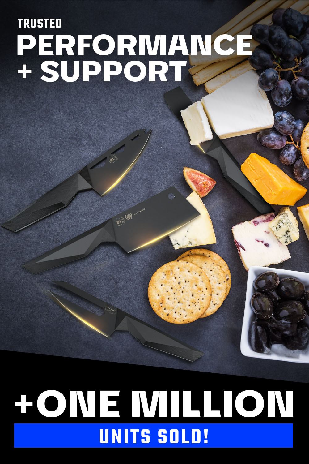 Premium 4-Piece Cheese Knife Set - Shadow Black Series - NSF Certified - Dalstrong - Perfect for Cheese Boards, Charcuterie & Entertaining