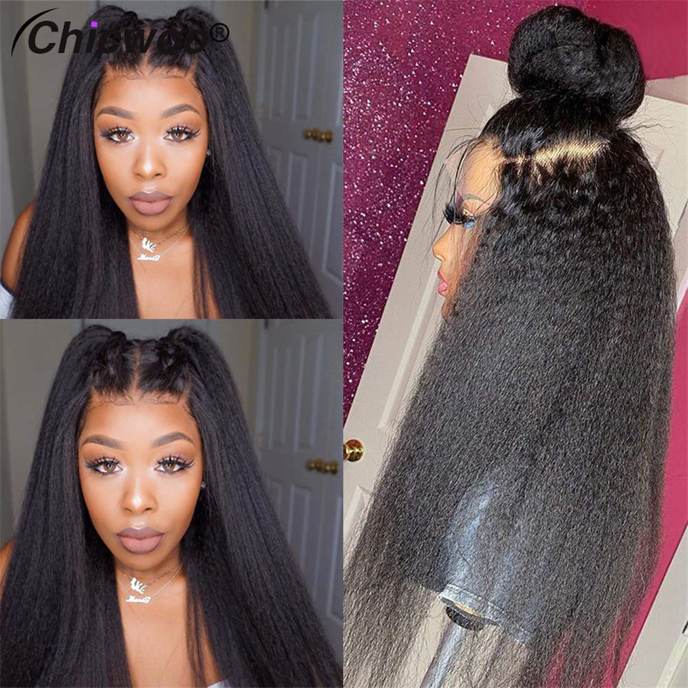 Lace Front Wigs Human Hair 16 Inch - Pre Plucked with Baby Hair, Kinky Straight, Glueless 4x4 Closure Wig for Black Women | 150 Density, Italian Bleached Knots, Natural Color | Perfect for Daily Wear, Parties, Cosplay & Protective Styling