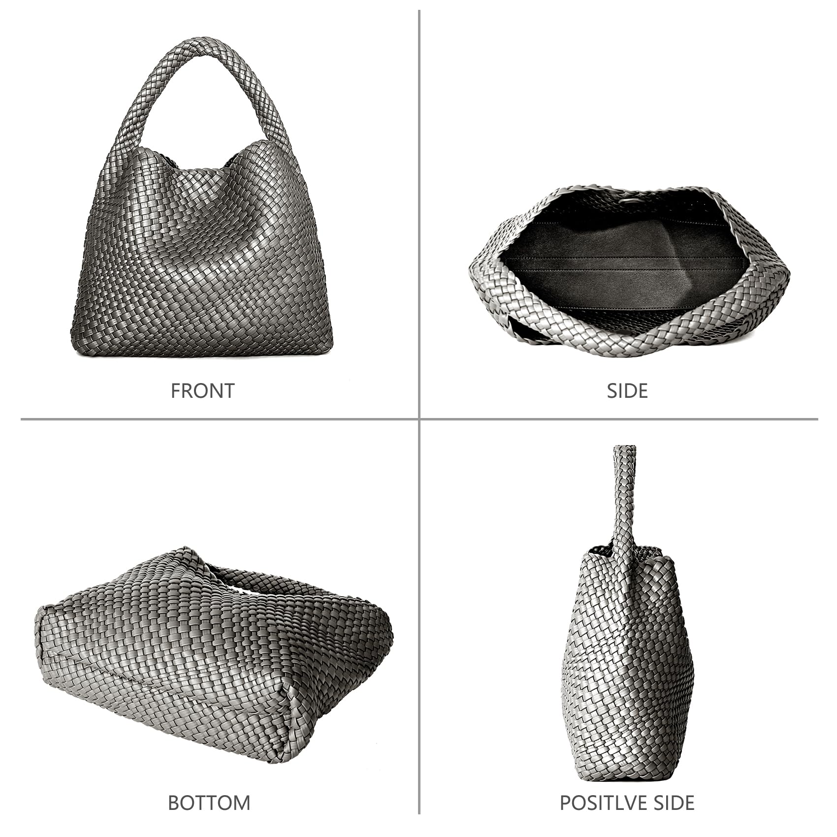 Women's Vegan Leather Woven Tote Bag - Large Summer Beach Travel Handbag for Shopping & Outings