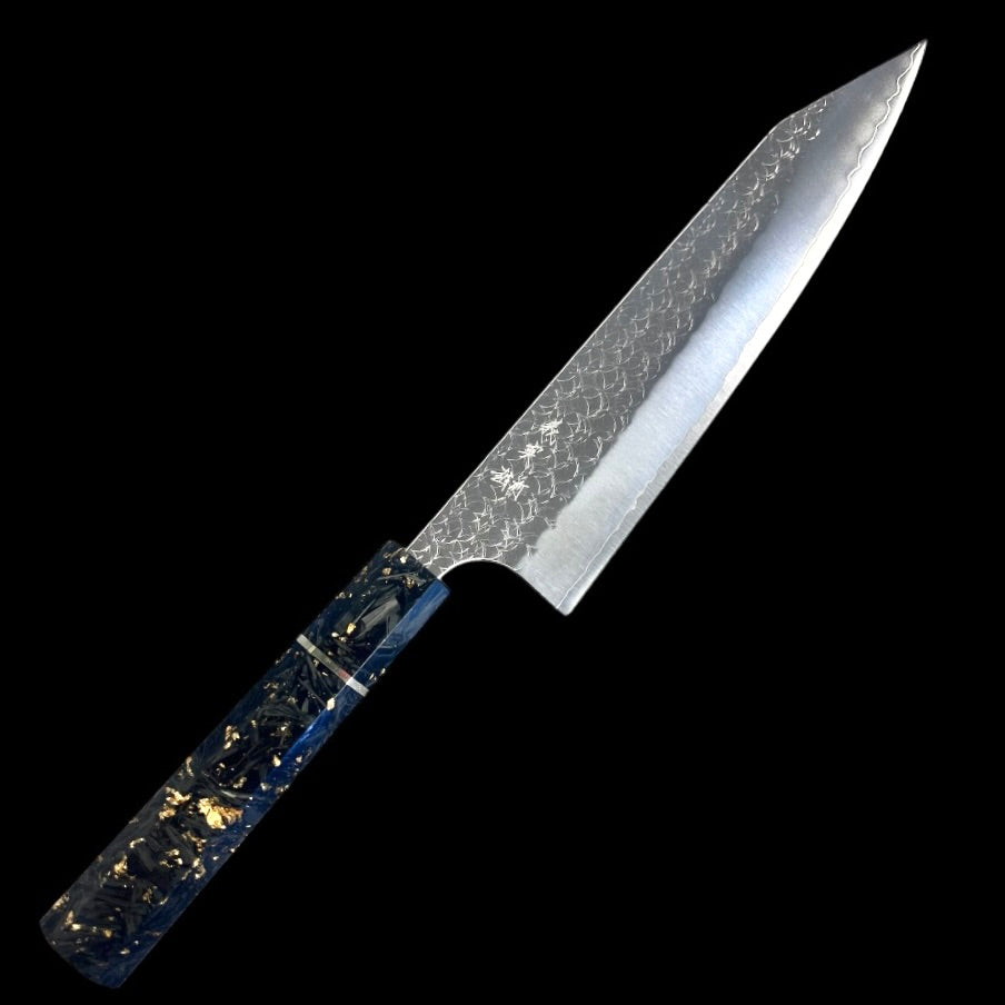 Premium Yoshimi Kato Minamo SG2 Kiritsuke Gyuto 210mm Japanese Chef Knife - Carbon Fiber & Gold Fleck Handle - Perfect for Sushi, Sashimi & Precision Cutting