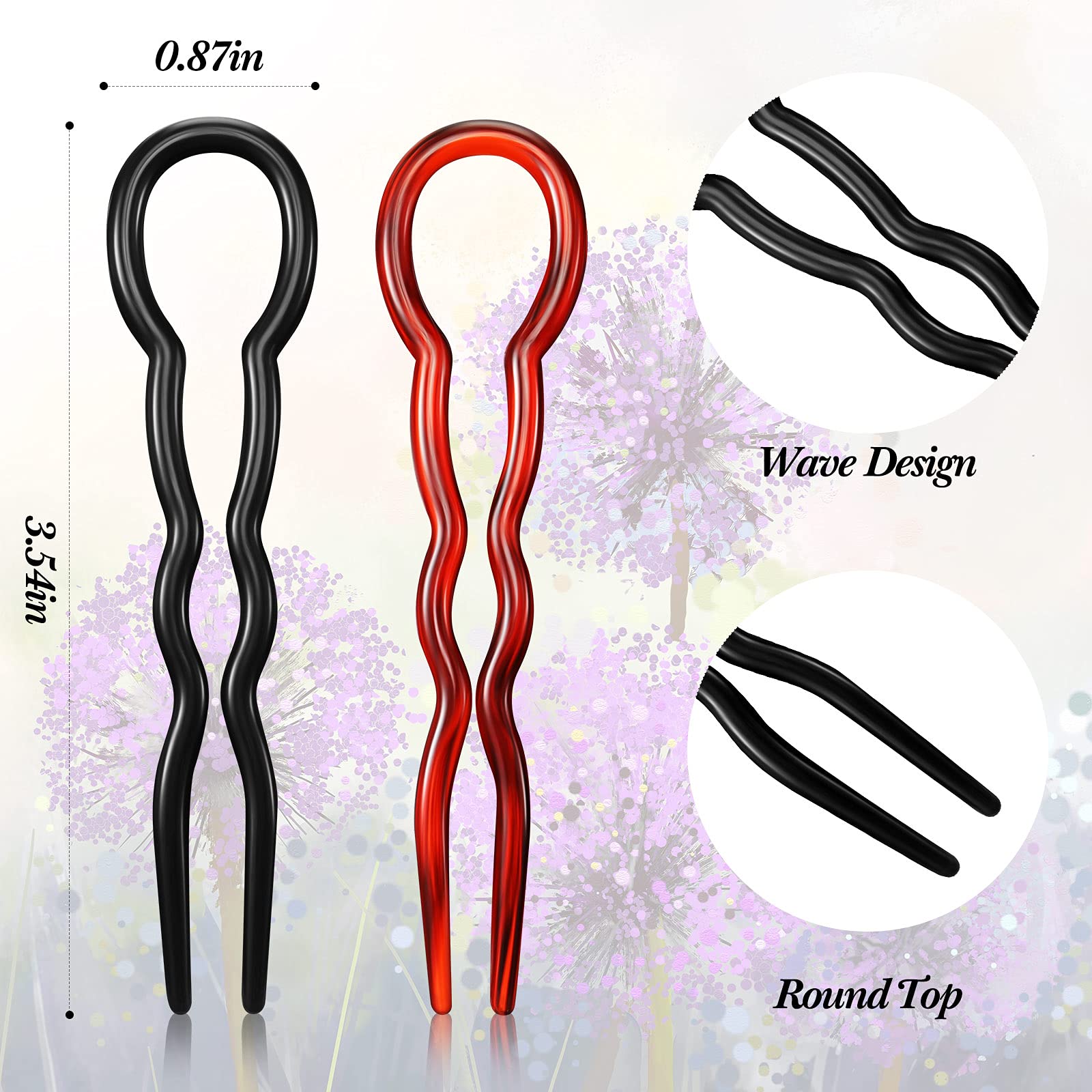 24-Piece U-Shaped Plastic Hair Bobby Pins - Strong Grip Spiral Hair Clips for Women (Black & Coffee) | Hair Styling Accessories for Updos, Braids & Everyday Hairstyles