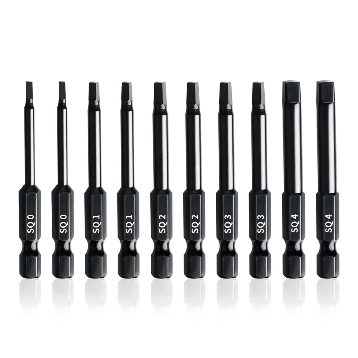 Robertson Square Drill Bit Set - 10 Pack Magnetic Screwdriver Bits (Sizes #0,1,2,3,4) for Woodworking, Furniture Assembly & DIY Projects - 2.3