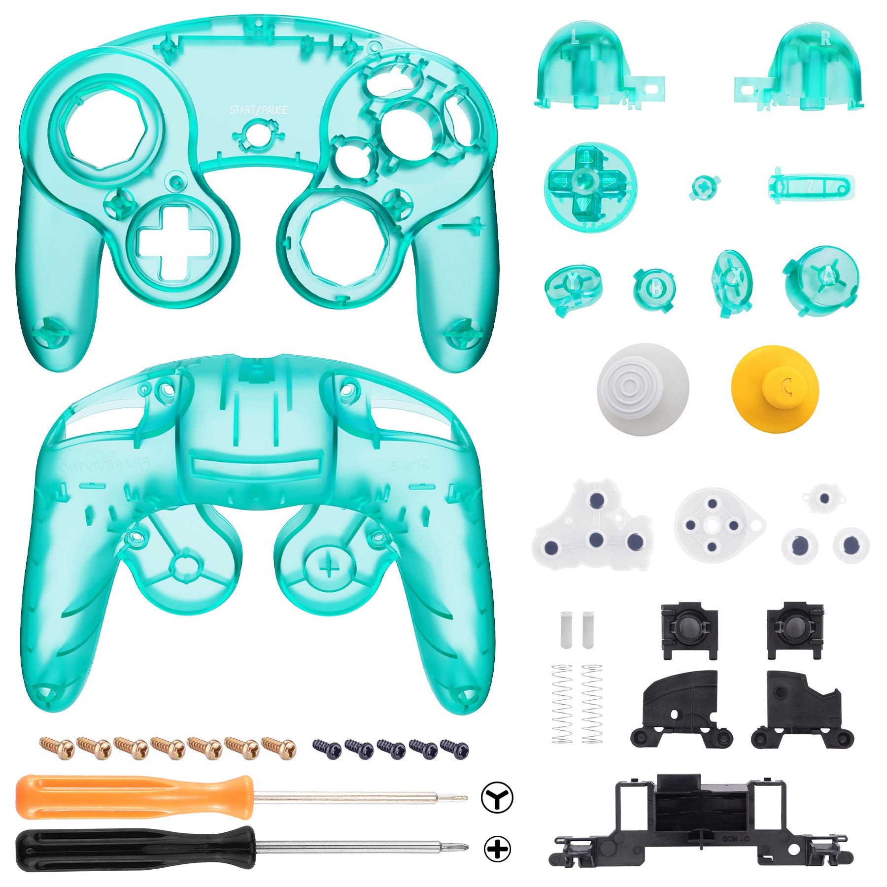 eXtremeRate Emerald Green Replacement Faceplate & Backplate with Buttons for Nintendo GameCube Controller - Customize Your GCN Controller for Gaming Tournaments & Retro Gaming (Model GCNM5004)
