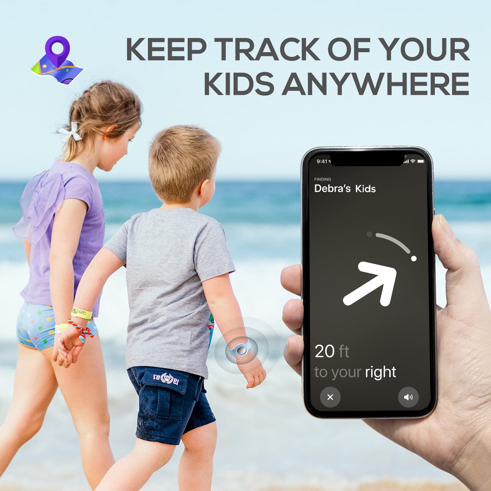 Kids Airtag Wristband (2 Pack) - Soft Silicone GPS Tracker Holder for Apple AirTag | Child Safety & Outdoor Play