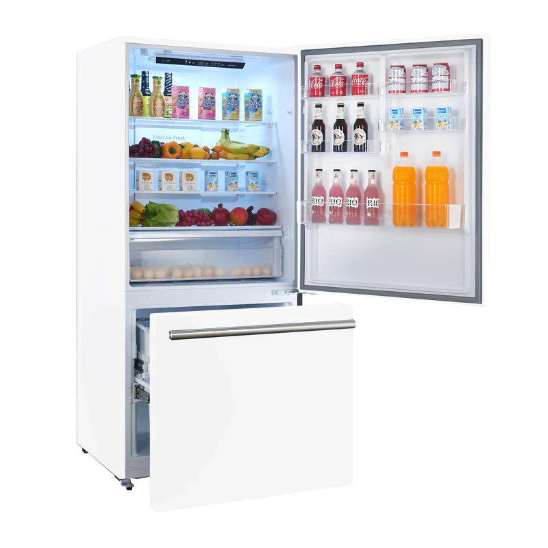 Forno Milano 31 Inch 17.2 cu.ft Bottom Freezer Refrigerator with Right Swing Door - Model FFFFD1785 | Energy Efficient Stainless Steel Kitchen Appliance for Home, Office, or Cafe Use