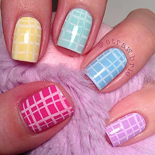 DIY French Tip Nail Art Stickers - Mapperz Plaid Form Fringe Stencils & Line Guides for Manicure (Pack of 2) | Perfect for Home Nail Salon, Party Makeup & Gift for Women & Girls