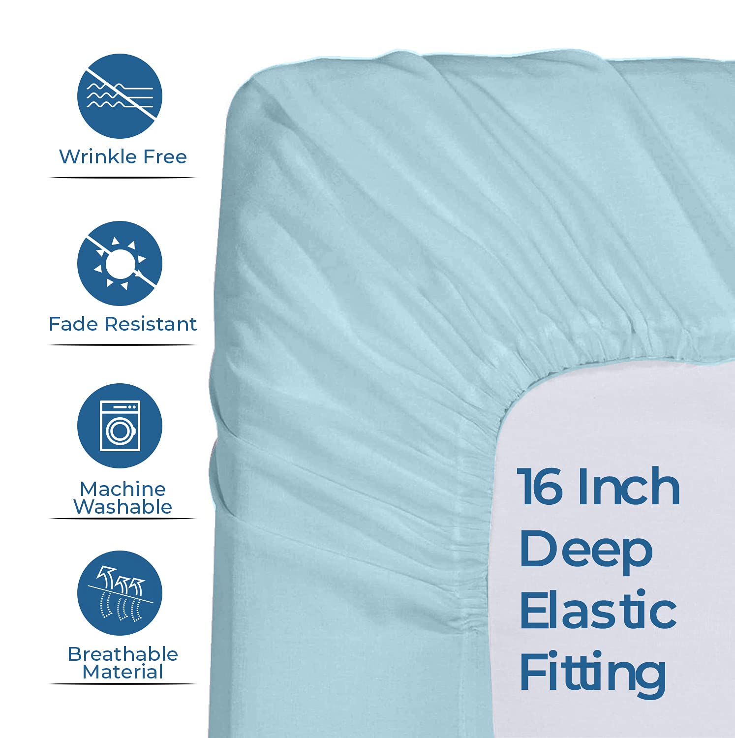 Luxury 100% Cotton Full Jersey Sheet Set - Soft & Breathable T-Shirt Material Bedding - All Season Deep Pocket Fitted Sheets (4 Piece, Full Size, Light Blue) for Cozy Sleep & Bedroom Decor