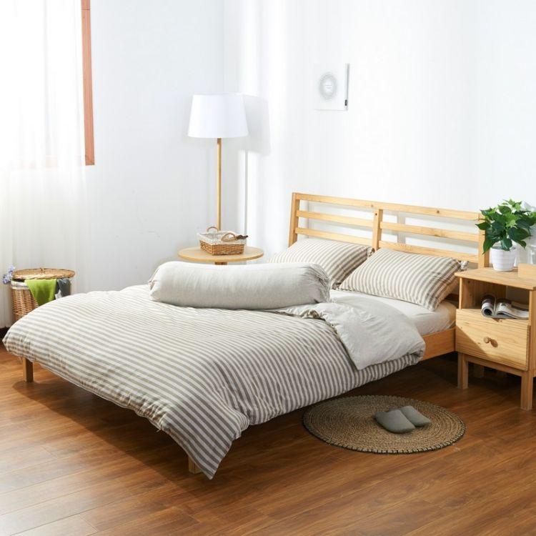 Pure Cotton Brownie Beige Striped Jersey Quilt Cover Set - Soft & Breathable Bedding for Cozy Nights - Perfect for Master Bedroom, Guest Room & Dorm Decor
