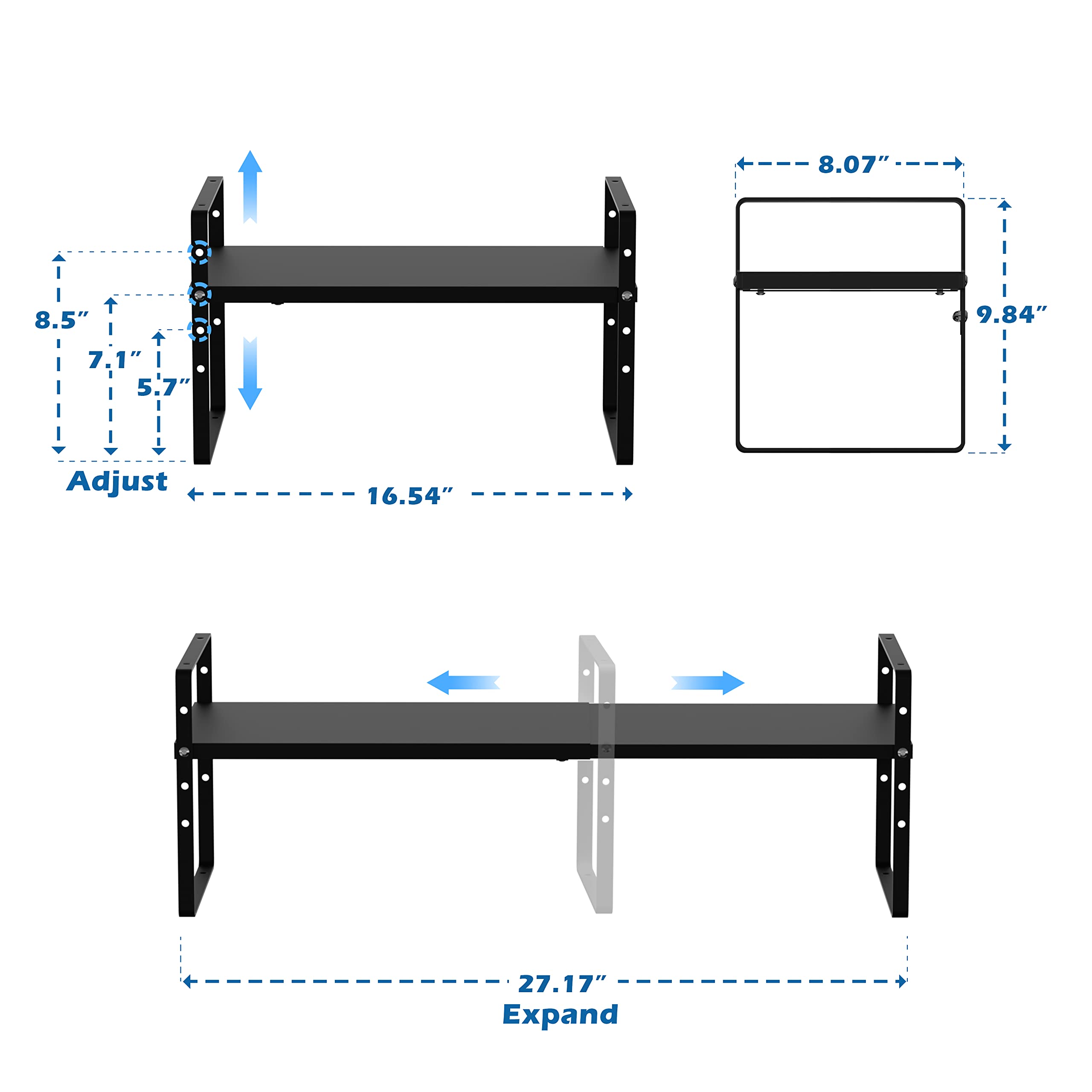 Slideep Stackable Cabinet Shelf Organizers - 2 Pack | Expandable Metal Plate Storage Shelves for Kitchen Pantry, Bathroom & Office | Countertop Organizer, Spice Rack & Cupboard Stand | Perfect for Small Space Organization & Clutter-Free Storage