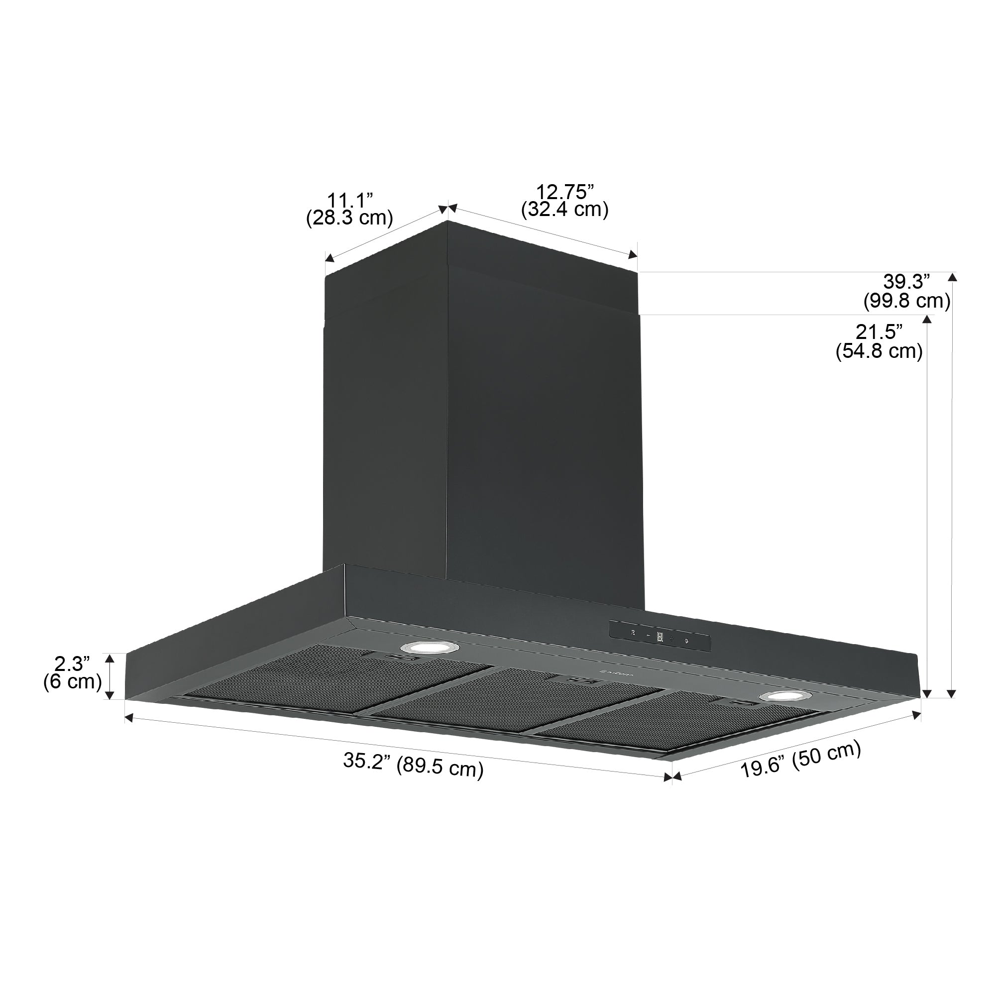 Ancona 36-Inch 440 CFM Convertible Wall Mount Range Hood in Matte Black - Powerful Kitchen Ventilation for Gas Stoves & Cooking Areas