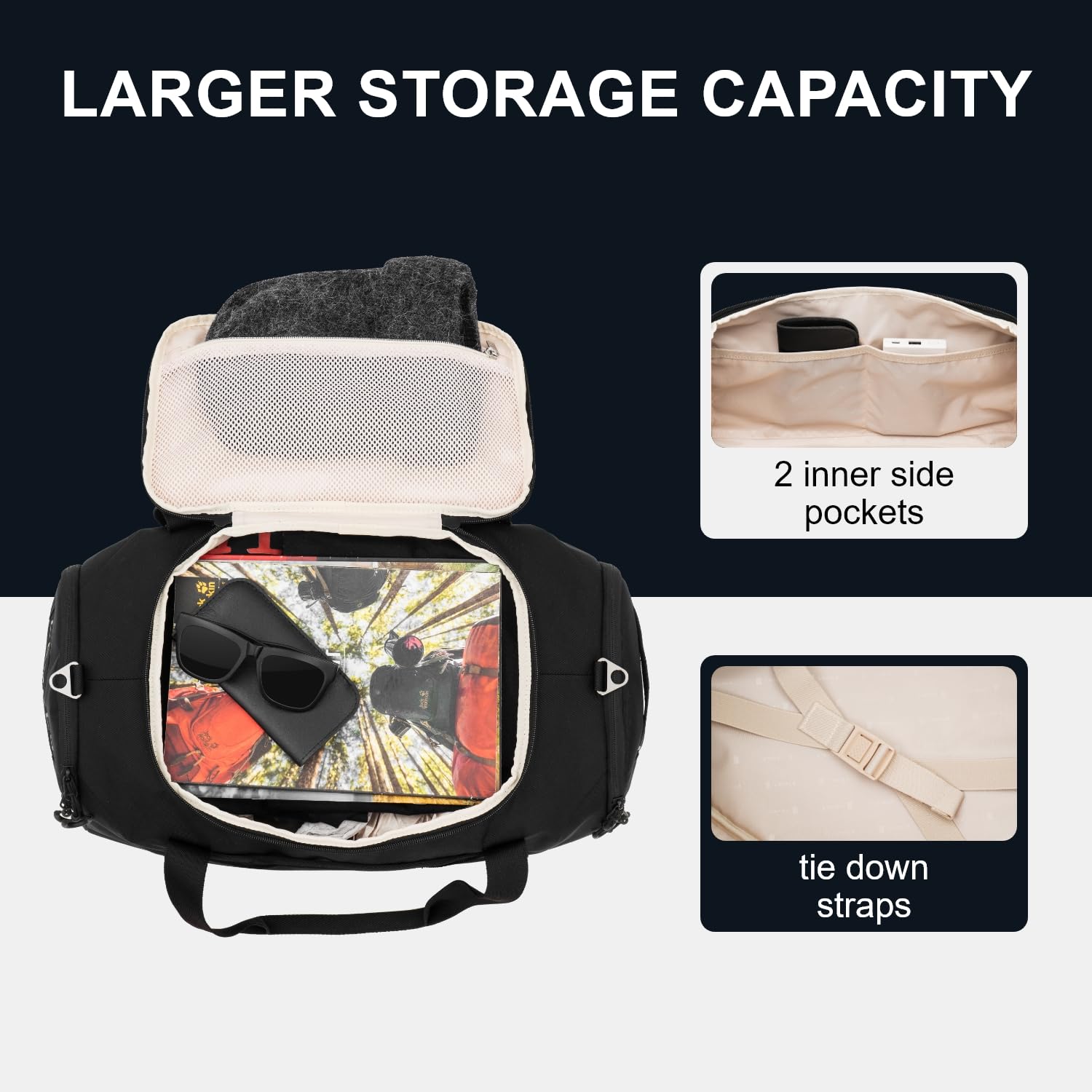 LEVEL8 Travel Duffle Bag 30L - Airline Approved Carry-On, Water Resistant Sports Duffle for Men & Women - Perfect for Gym, Weekend Trips & Air Travel (Black)
