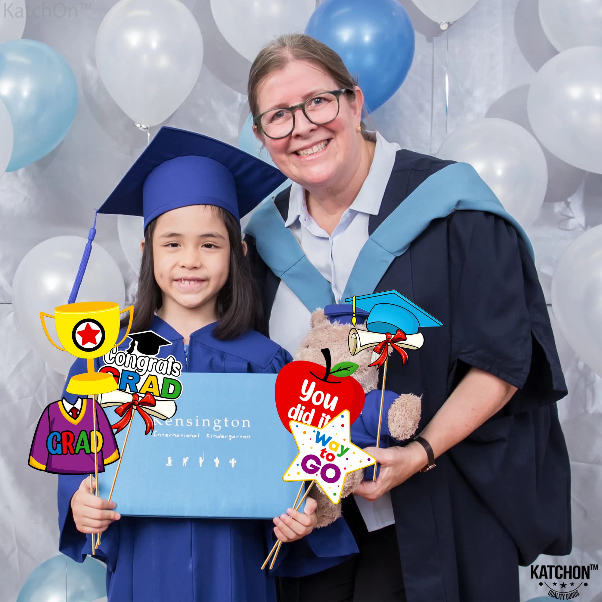 KatchOn 30-Piece Kindergarten Graduation Photo Booth Props Set - Preschool Graduation Decorations Class of 2025 - Perfect for School Parties, Classroom Celebrations & Graduation Photo Backdrops