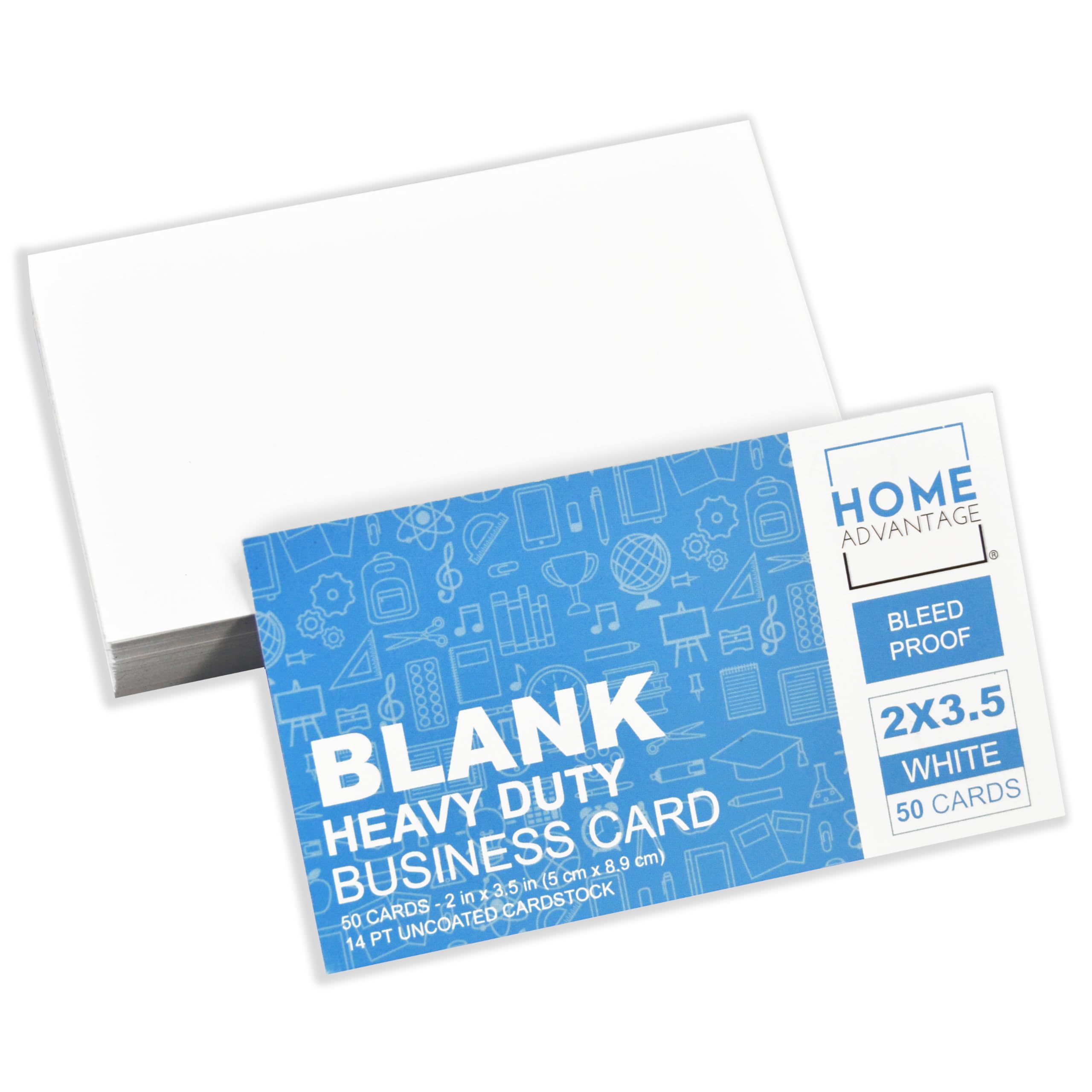Premium 2x3.5 Inch Blank Index Cards - 50-Pack Heavy Duty Bleed-Proof Cardstock for Business Cards, Flashcards & Study Notes | Perfect for Office, School & Home Organization