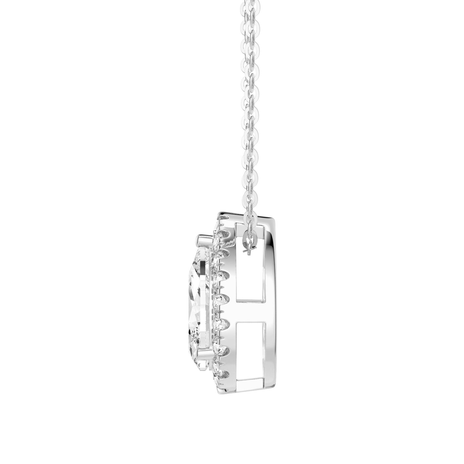 Pear Cut Moissanite Pavé Halo Pendant Necklace - 14K Gold Plated Elegant Jewelry for Women, Perfect for Weddings, Anniversaries & Special Occasions