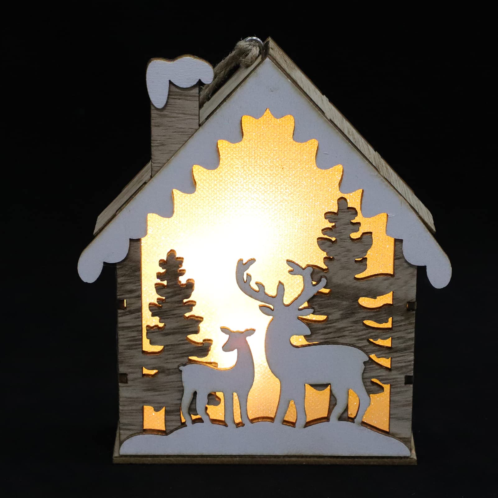 2Pcs Christmas Wood Light Ornament - Luminous Hollow Reindeer Table Lamps for Desktop & Bedside Decor - Perfect for Holiday Home Decoration, Gift Giving and Festive Ambiance