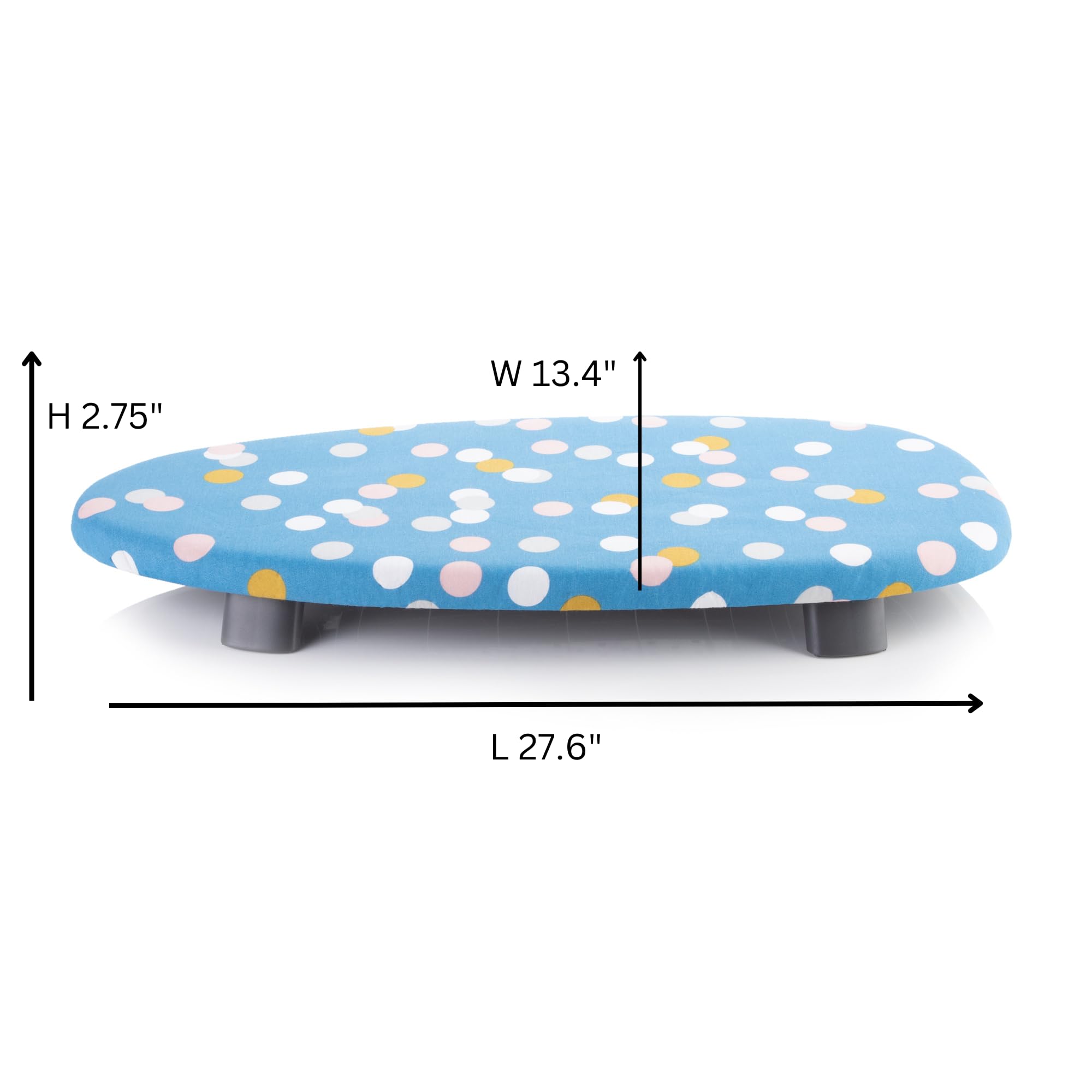 Space Saving Small Ironing Board with Folding Feet - Lightweight Compact Mini Ironing Table for Small Spaces - Minky Homecare Therma-Lite Table Top Ironing Board (Blue Spots, 27.5 x 13.3) - Perfect for Apartments, Dorms, Travel & Quick Ironing Tasks
