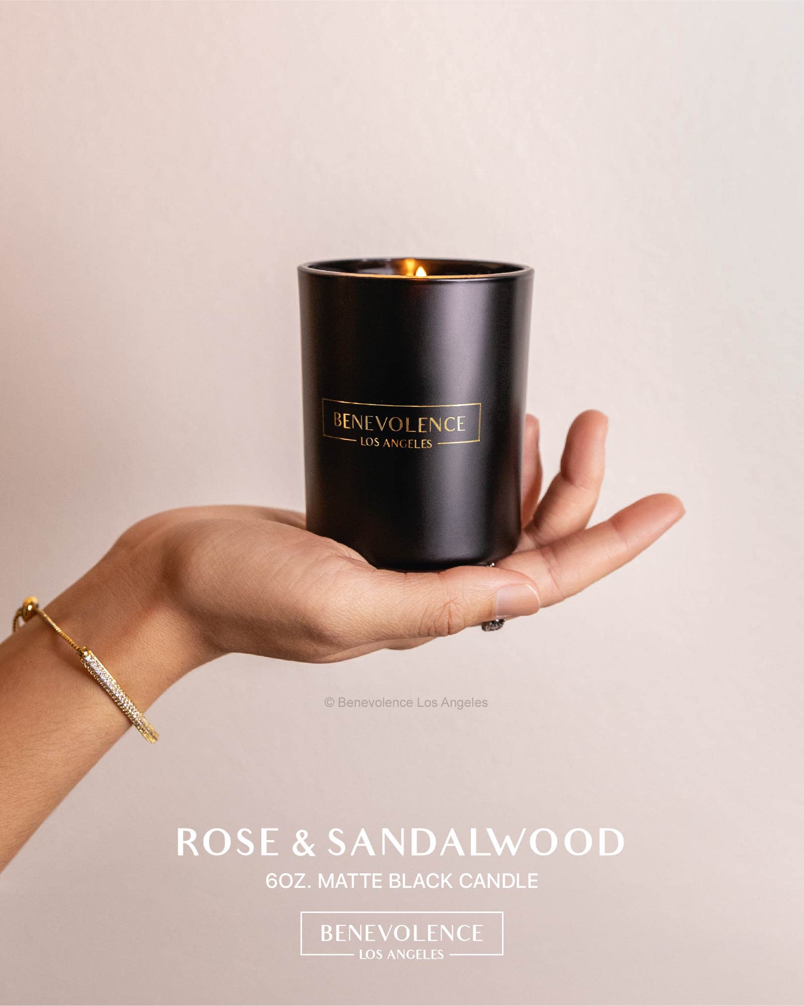 Rose & Sandalwood Scented Soy Candle - 6oz Home Fragrance for Relaxation