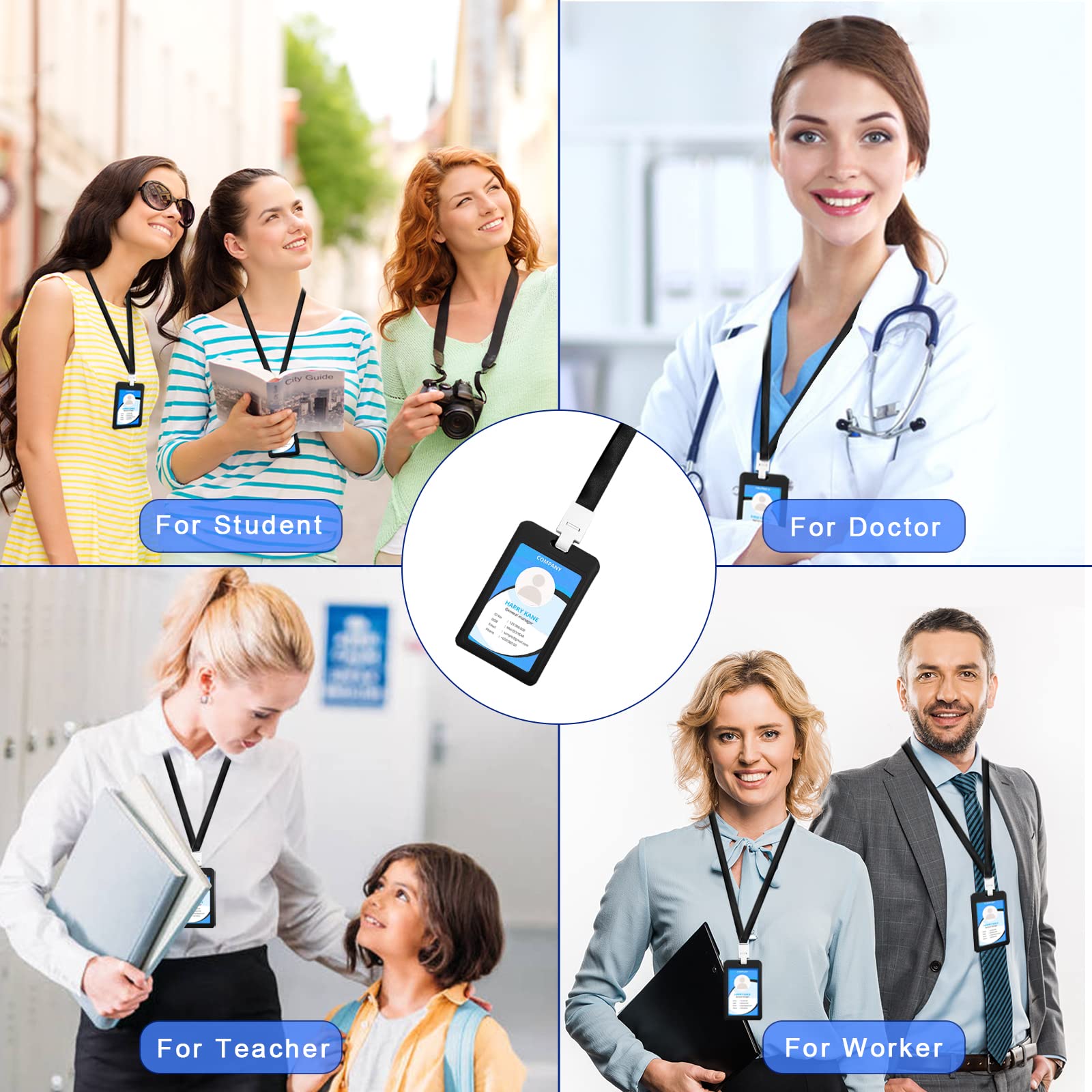 120 Pack Vertical Double-Sided Plastic ID Badge Holders for Work, Office, School & Hospital - Ideal for Employee IDs, Visitor Passes & Security Badges
