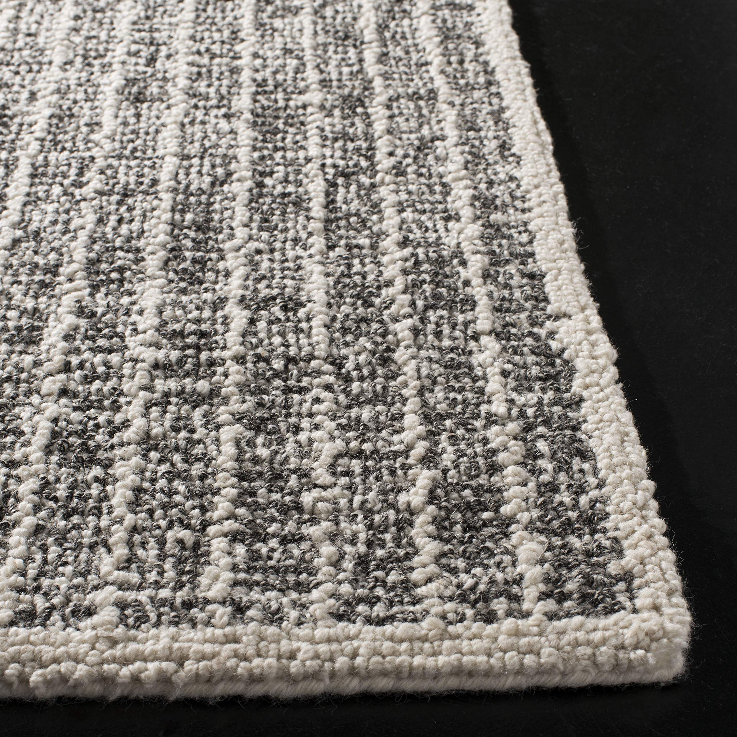 SAFAVIEH Abstract Collection 6'x6' Ivory & Black Handmade Premium Wool Area Rug - Perfect for Living Room, Bedroom & Office Decor