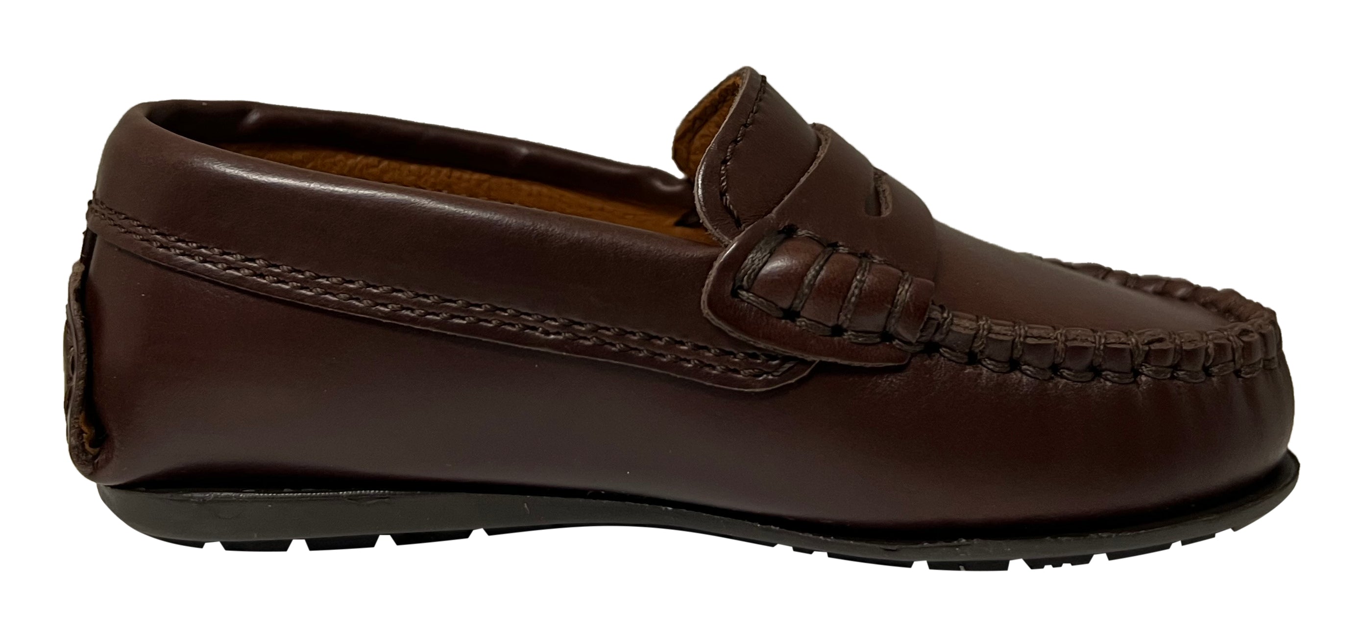 **Boys & Girls Smooth Leather Penny Loafers - Brown Sierra Antik - Comfortable Kids Moccasin Shoes for School, Casual & Dressy Occasions**