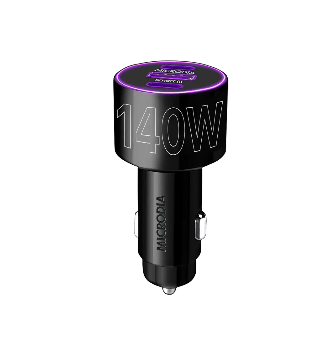 140W Fast Car Charger with QC4.0 & Dual PD3.0 - MICRODIA POWERHouse™ for iPhone 15/14/13, Samsung Galaxy, iPad - Perfect for Road Trips & Long Commutes