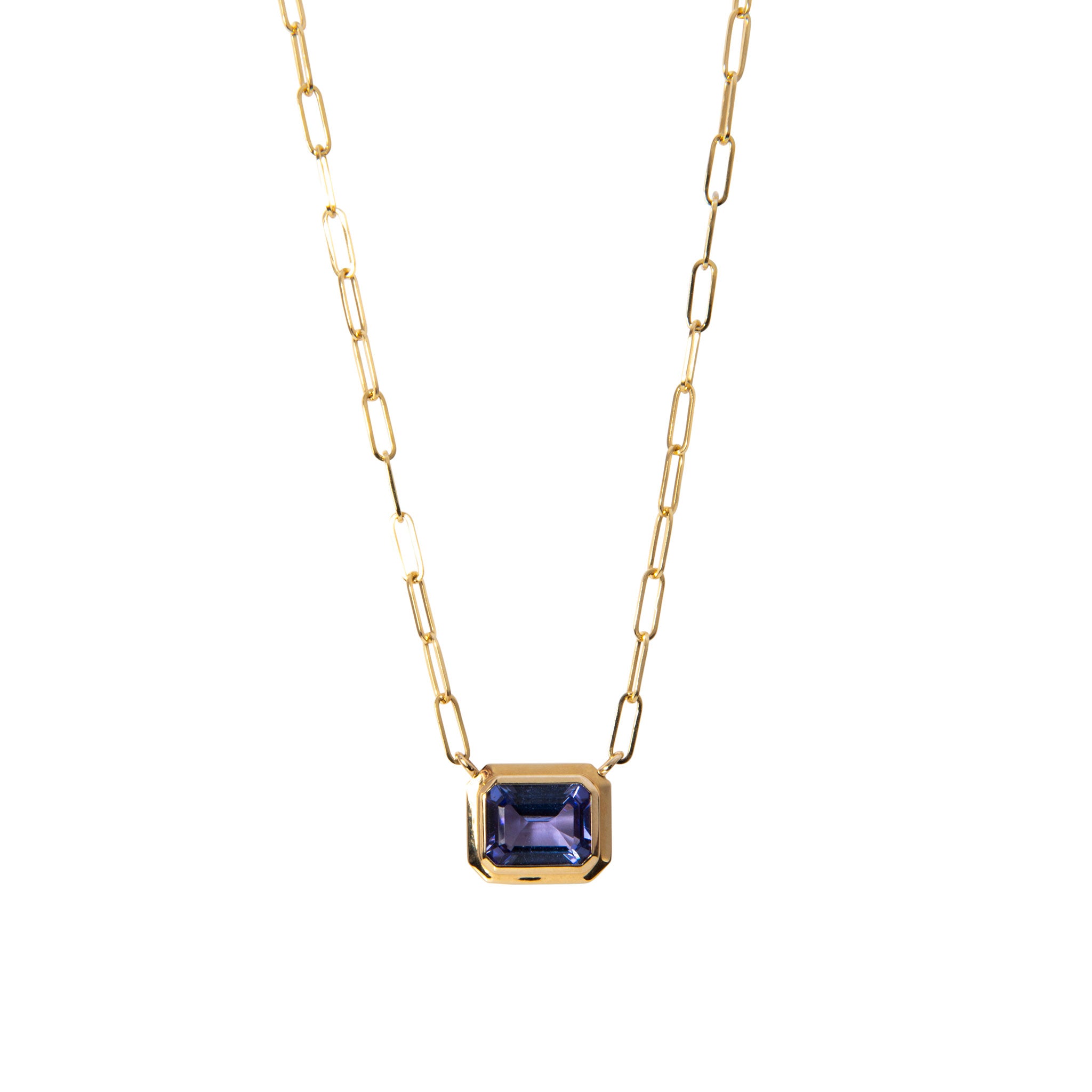 Goshwara Emerald Cut Tanzanite 18K Gold Pendant Necklace for Women - Elegant Jewelry Gift for Birthday, Anniversary & Special Occasions