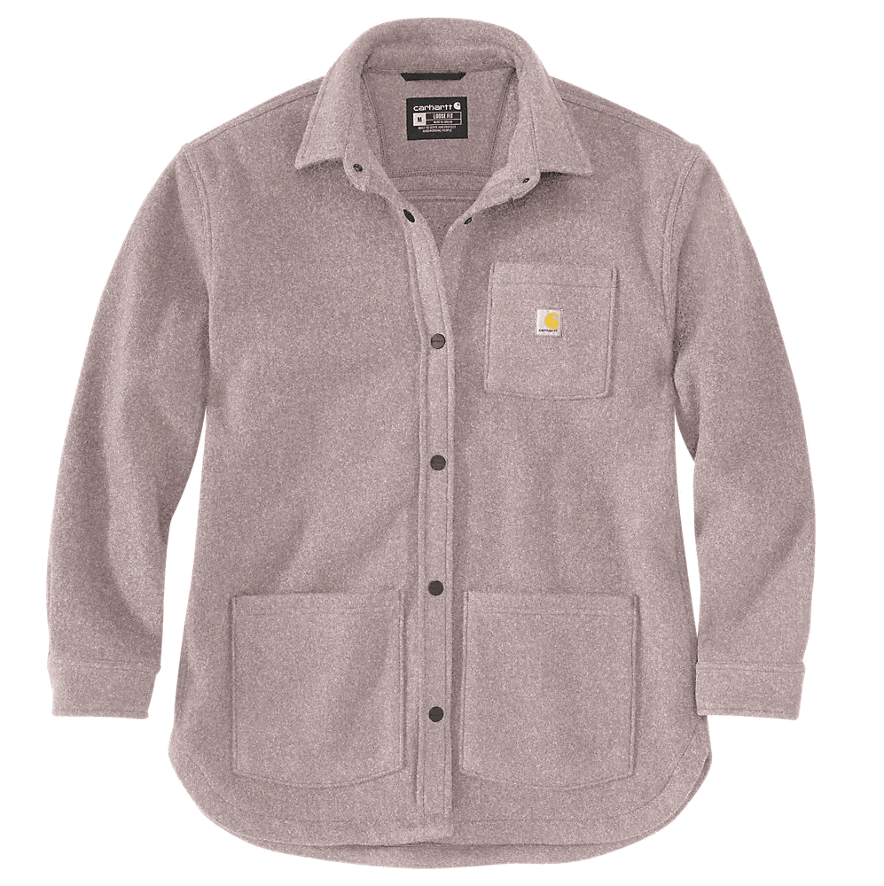 Women's Loose Fit Brushed Fleece Shirt Jacket - Soft & Cozy Outerwear for Casual Wear, Outdoor Activities & Layering in Mink Color