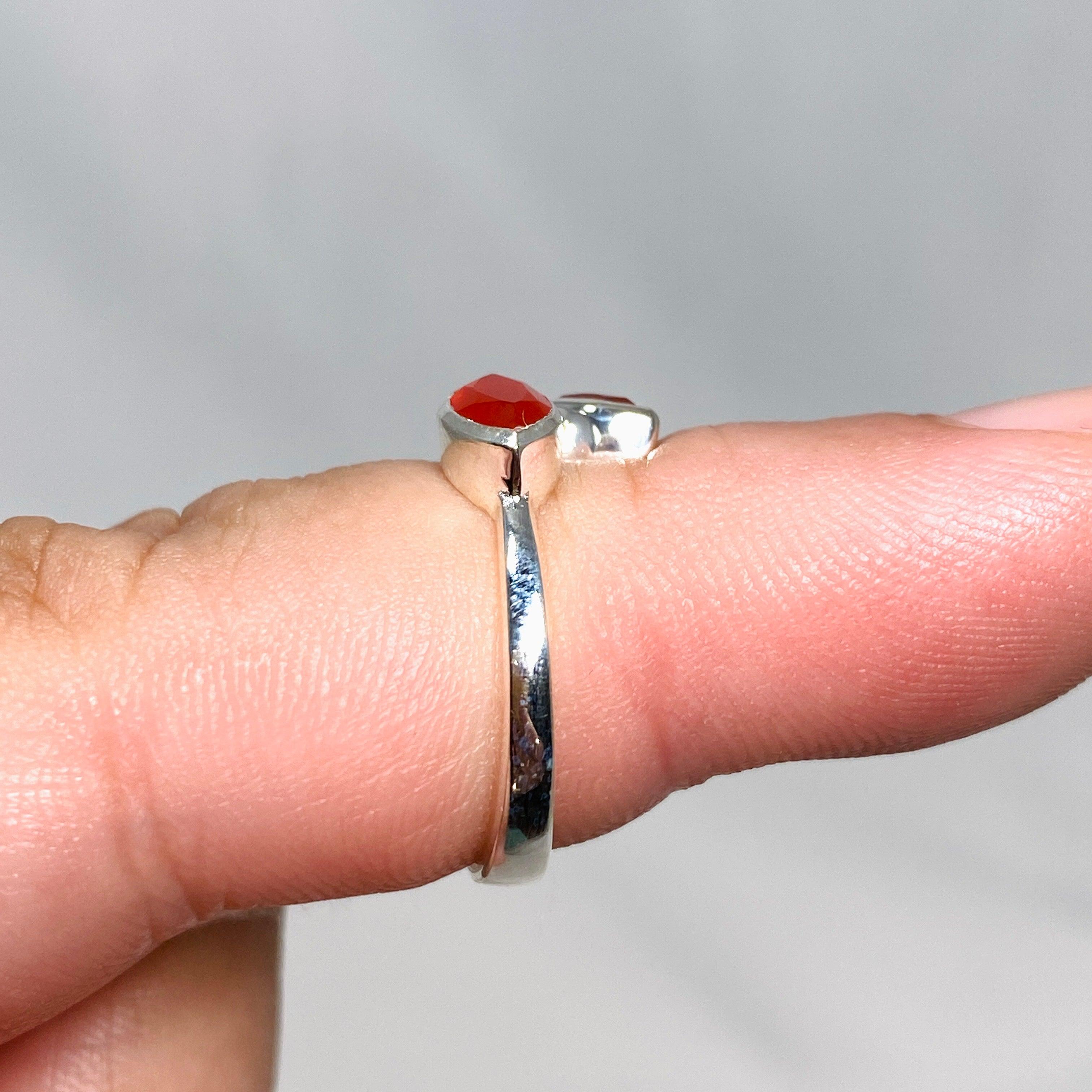 Natural Carnelian Faceted Marquise Multistone Leaf Ring - 925 Sterling Silver Bohemian Jewelry R3735 for Women, Perfect for Boho Chic Outfits, Festivals and Special Occasions