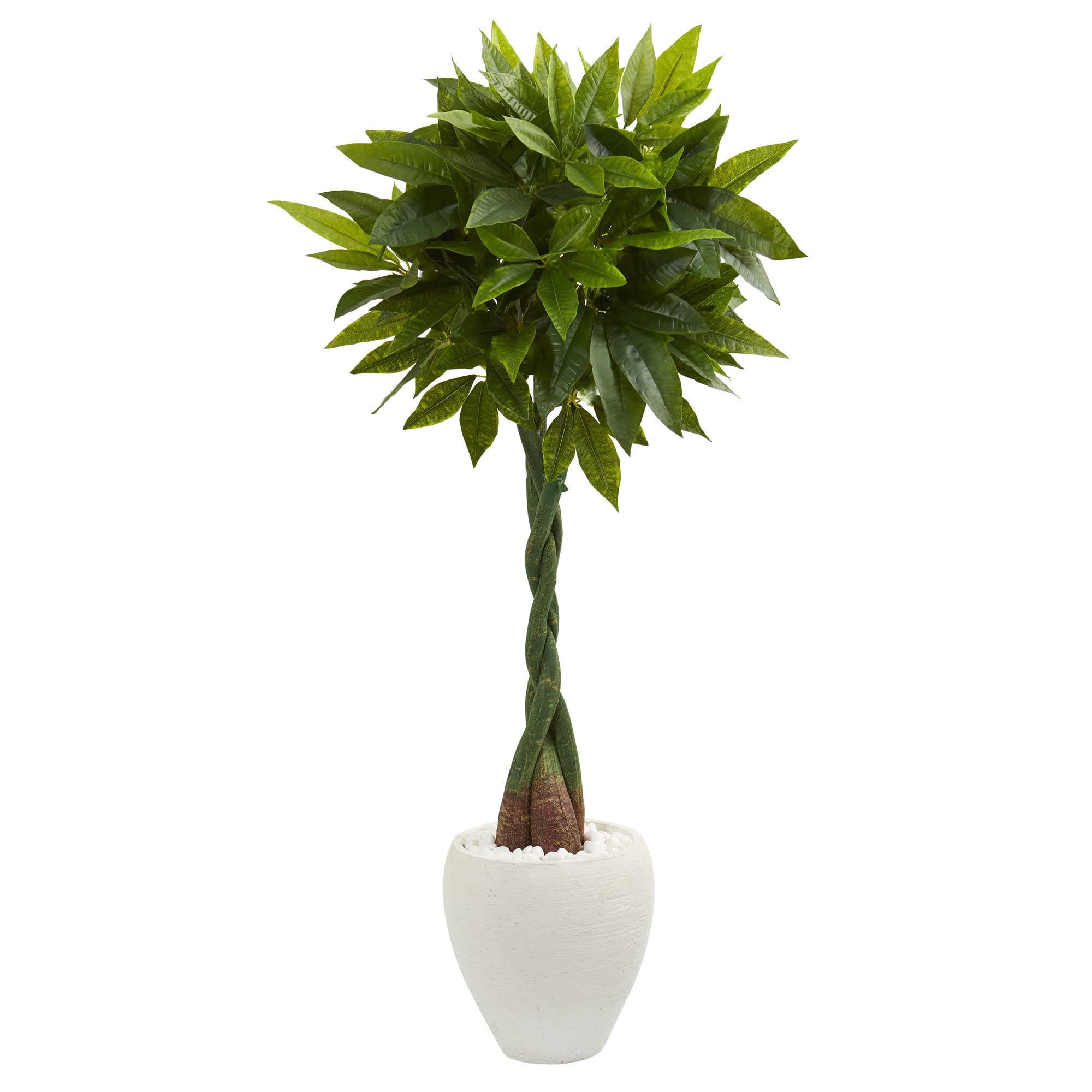 5' Artificial Money Tree in White Oval Planter - Real Touch Faux Plant for Home Office Decor, Housewarming Gift & Feng Shui Wealth Enhancement