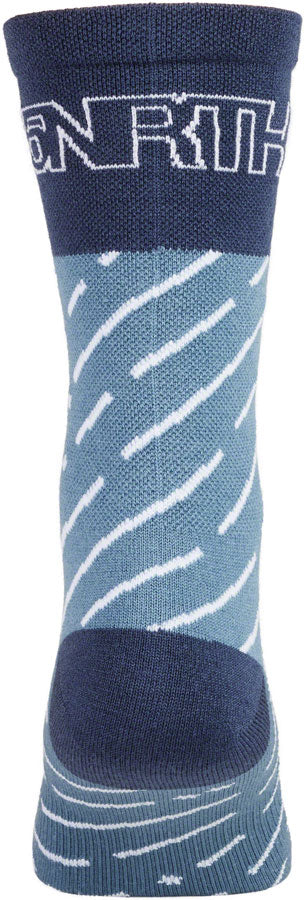 45NRTH Snow Band Lightweight Wool Socks for Men & Women - Breathable, Moisture-Wicking Winter Hiking Socks - Light Blue/Blue, Large - Perfect for Skiing, Snowboarding & Cold Weather Outdoor Activities