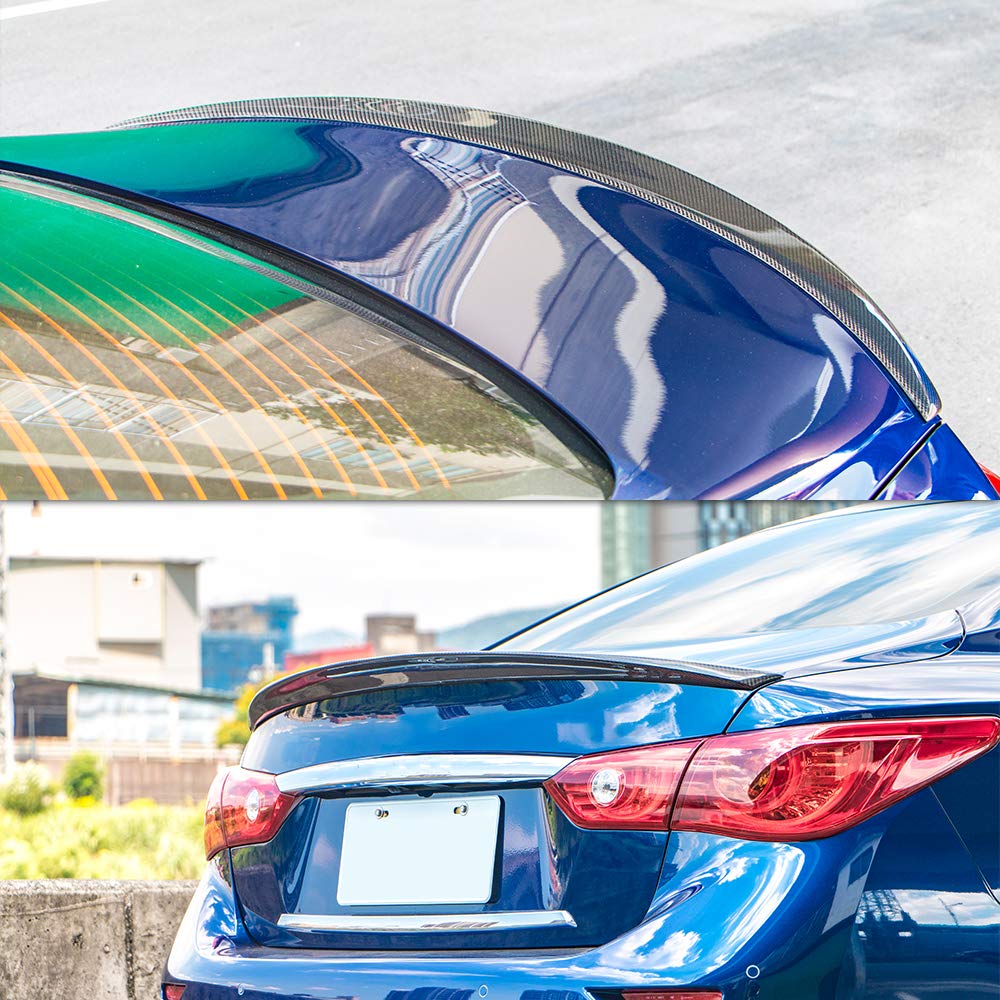 AeroBon Real Carbon Fiber Trunk Spoiler for 2014-2024 Infiniti Q50 & Q50S - P Style Rear Wing Spoiler | High-Performance Upgrade for Sporty Look & Better Aerodynamics