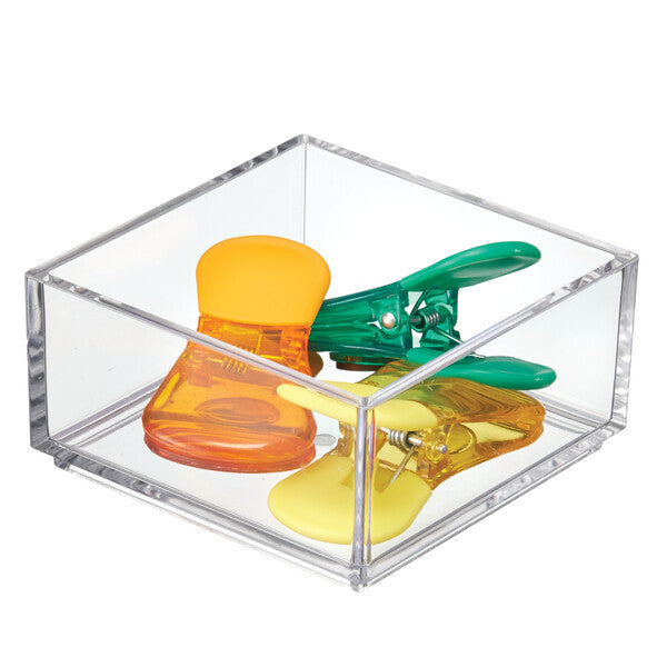 Clarity Drawer Organizer 4 x 4 x 2 Inches - Clear Plastic Storage Box for Jewelry, Office Supplies & Small Items - Perfect for Home, Office & Travel Organization